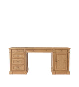 Edward Weathered Oak Desk with Cupboard - Wood