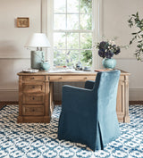 Edward Weathered Oak Desk with Cupboard - Wood