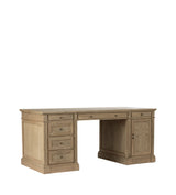 Edward Weathered Oak Desk with Cupboard - Wood