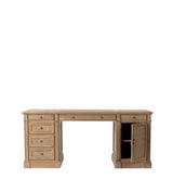 Edward Weathered Oak Desk with Cupboard - Wood