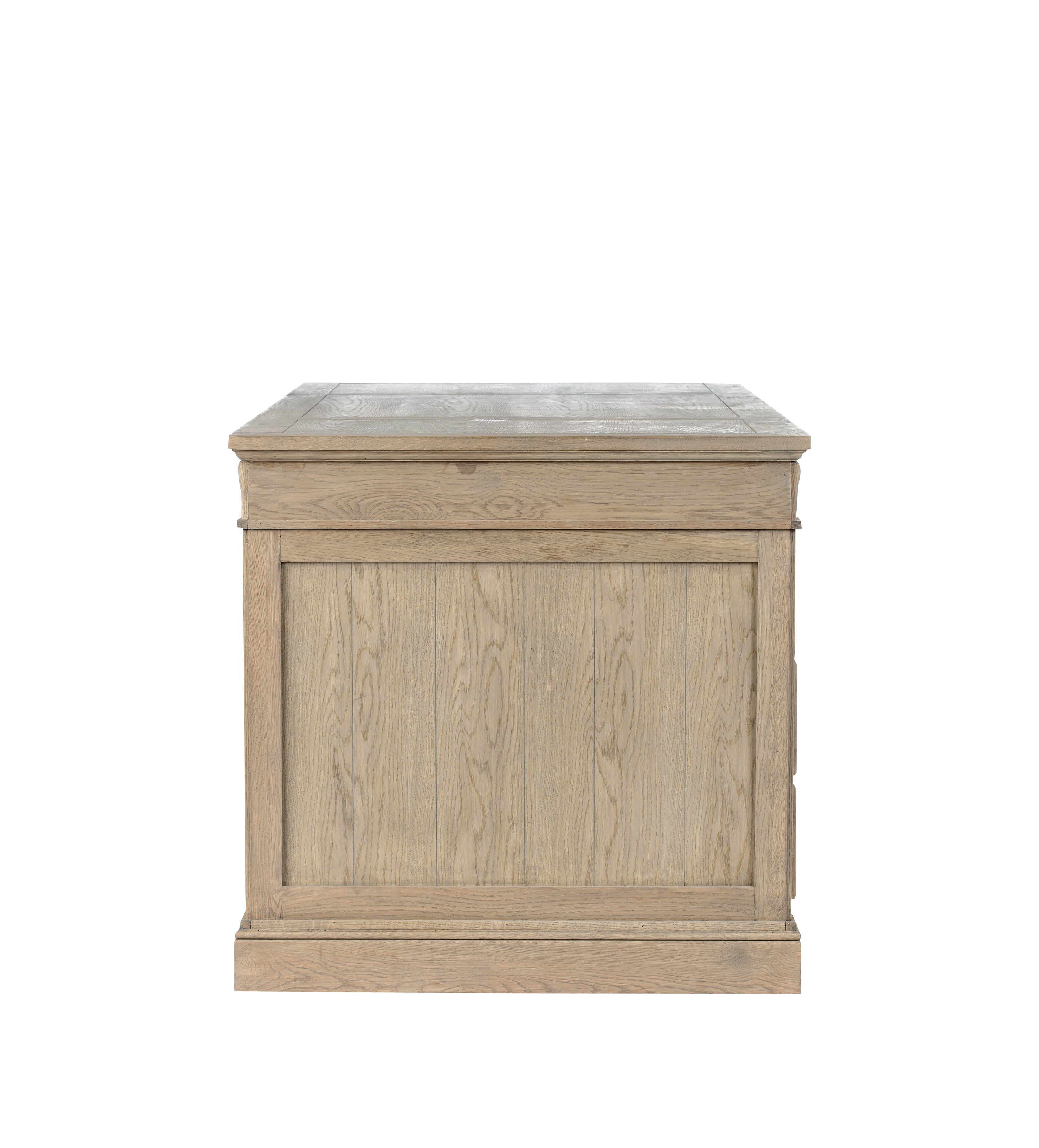 Edward Weathered Oak Desk with Cupboard - Wood