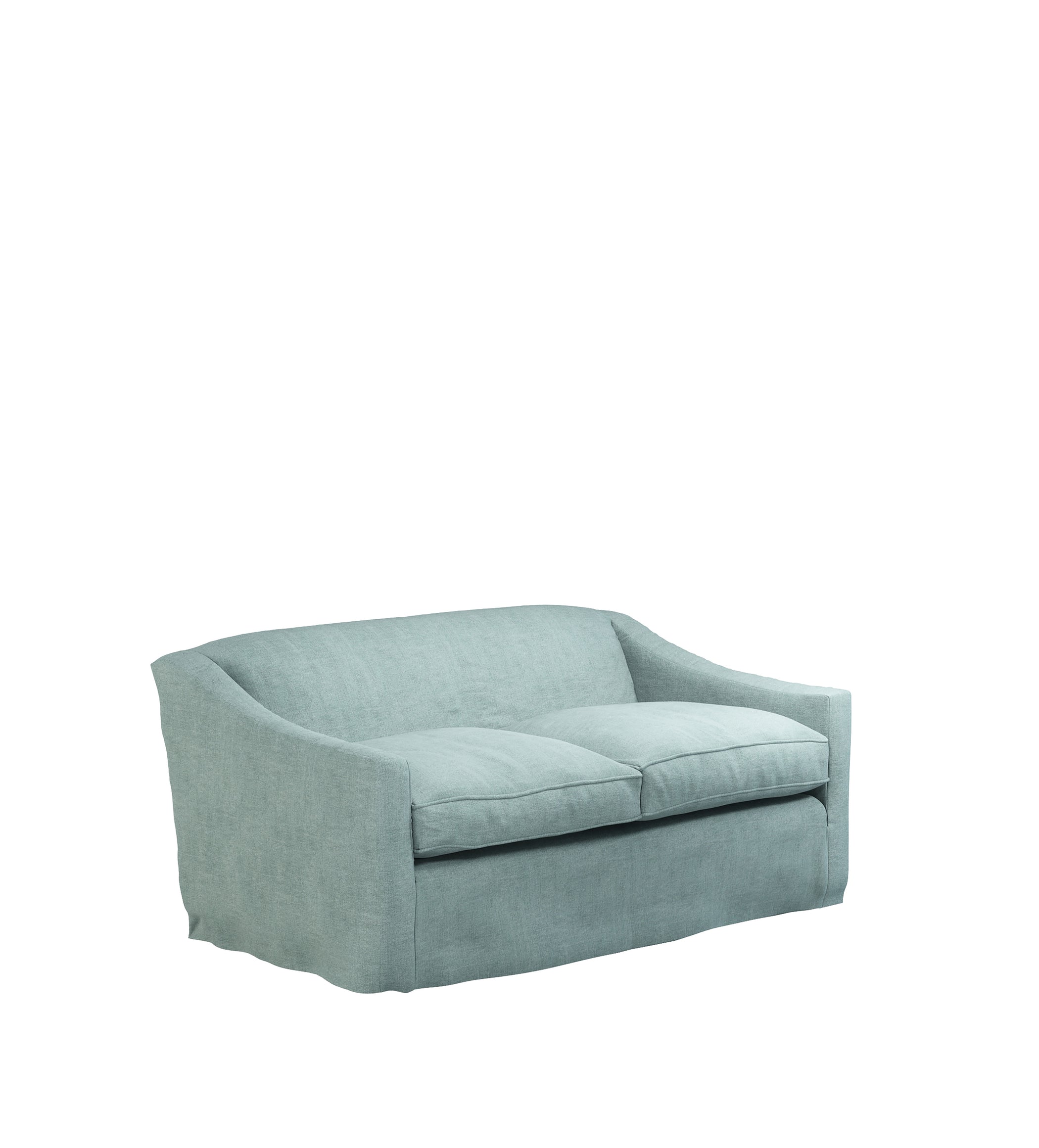 COVER ONLY - Egerton Stonewash Linen Loose Cover for 2-Seater Sofa - Aqua