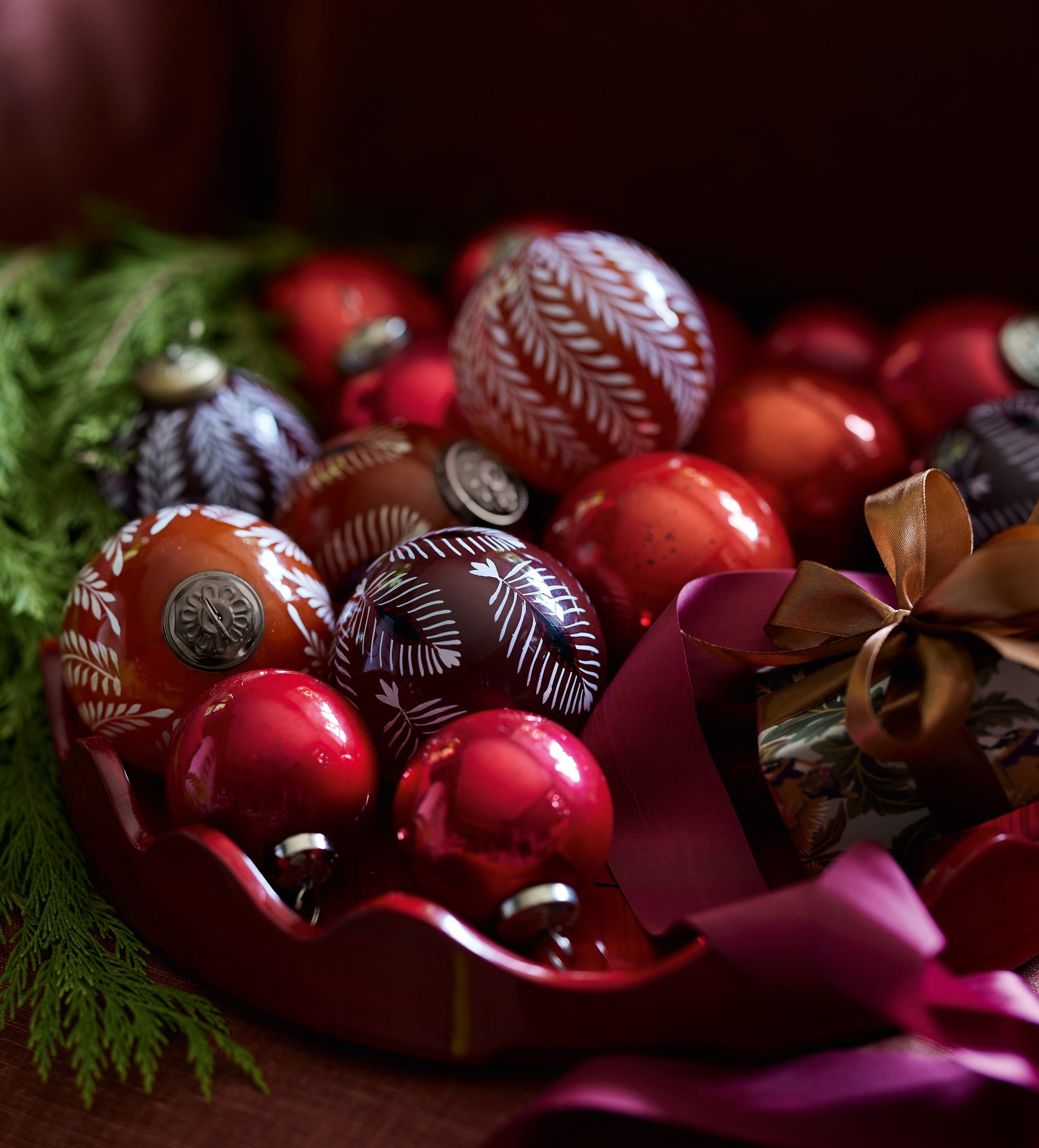 Elemeri/Ocellus Glass Baubles Pair - Rioja