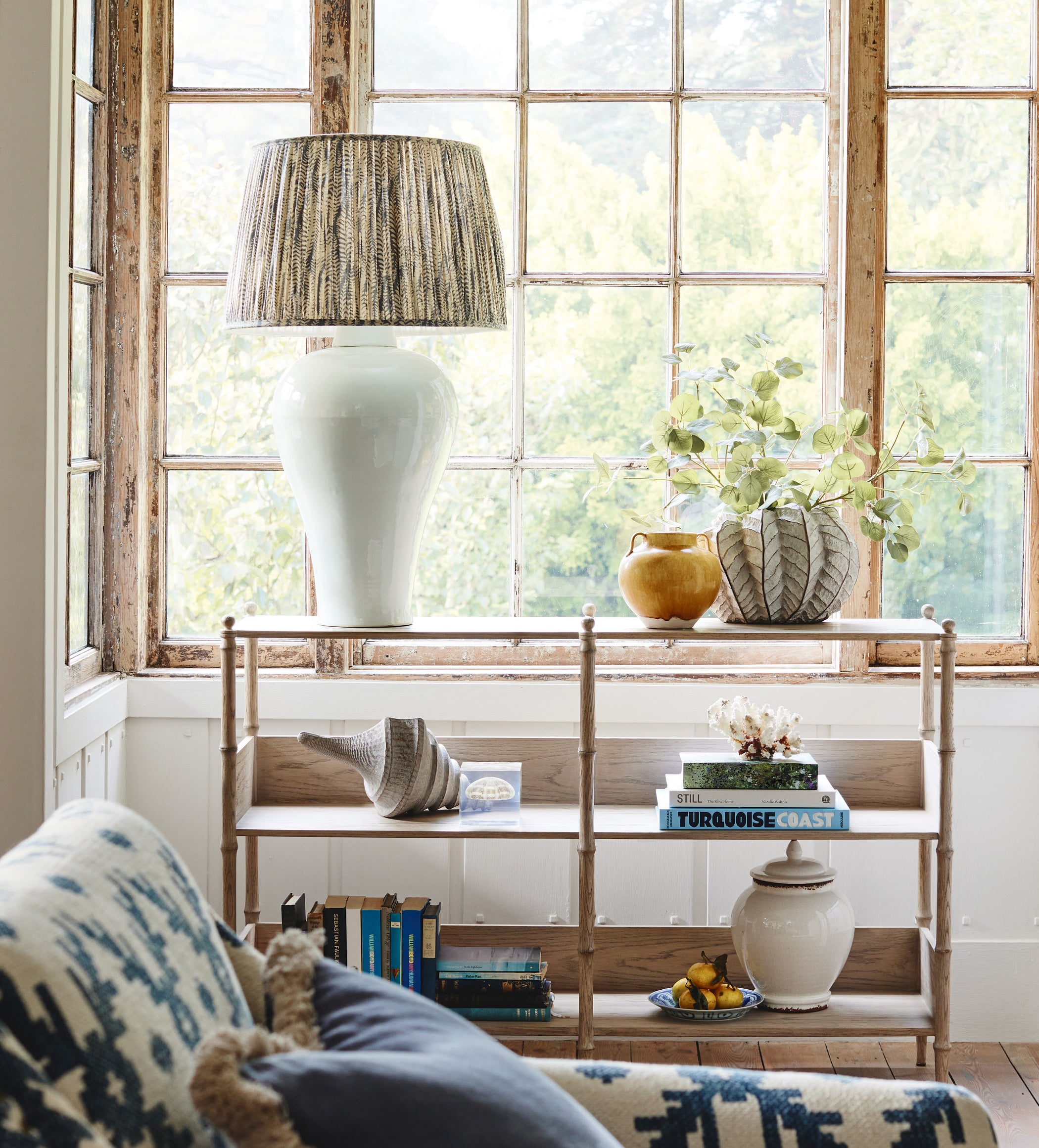 Elemeri Pleated Silk Lampshade 50cm - Heron Blue