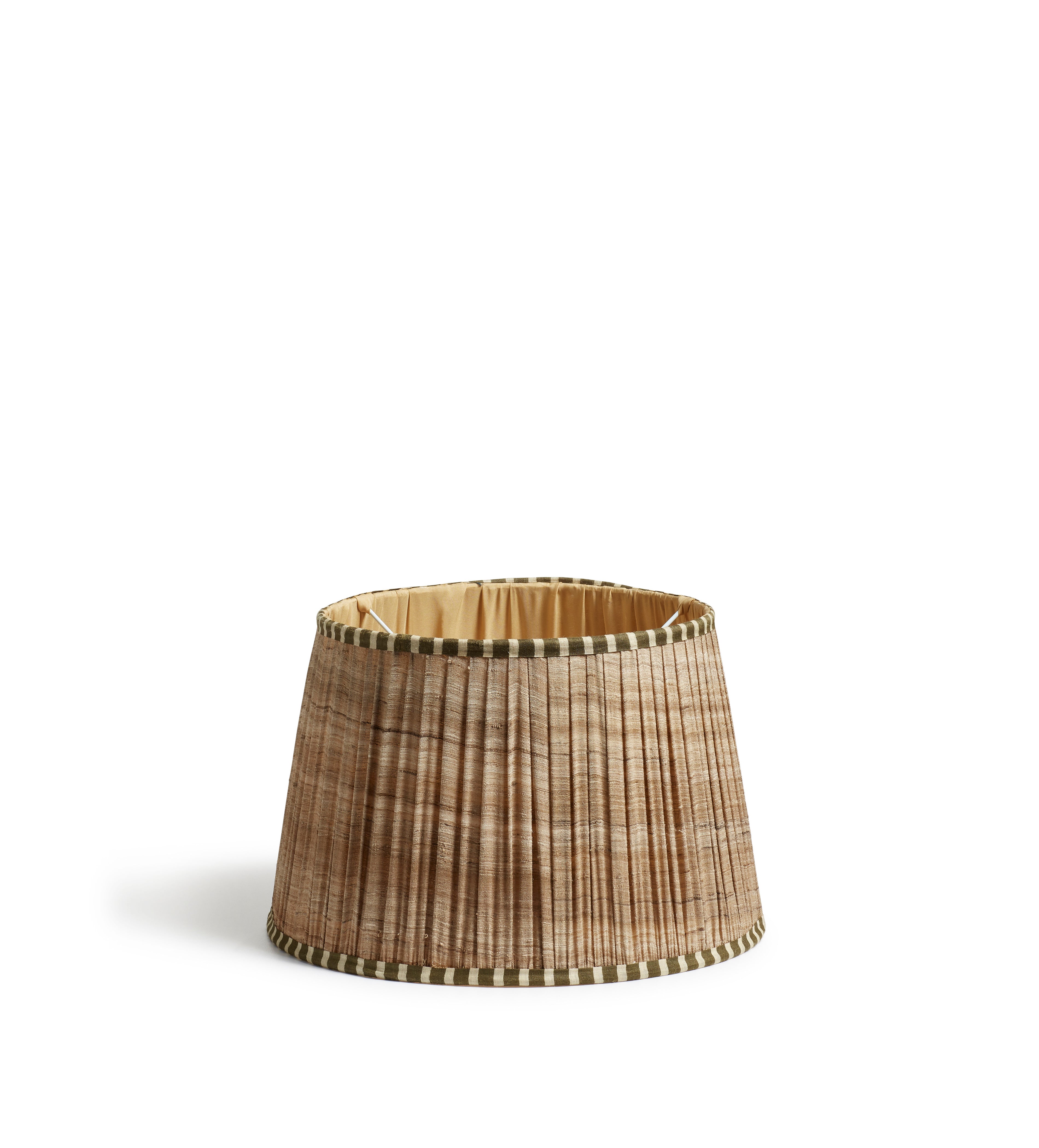 Elgin Pleated Silk Lampshade 45cm - Green/Natural | OKA