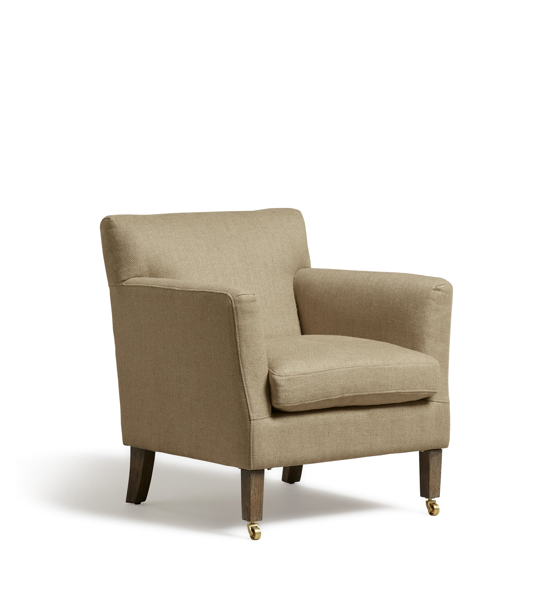 Ellary Linen Armchair Wild Oats Wide Herringbone Beige OKA