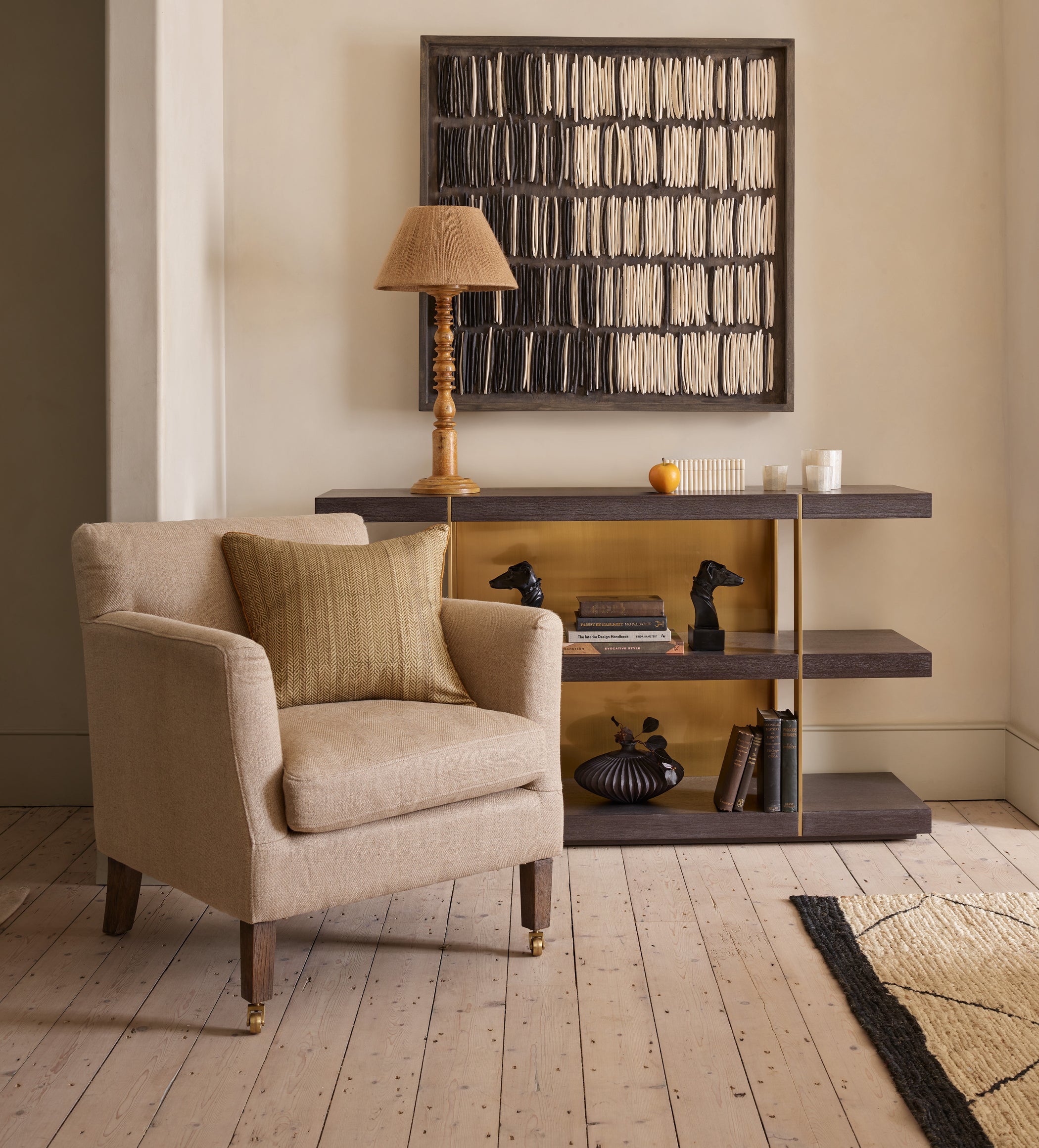 Ellary Linen Armchair - Wild Oats Wide Herringbone