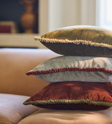 Elveden Velvet Cushion - Seaweed