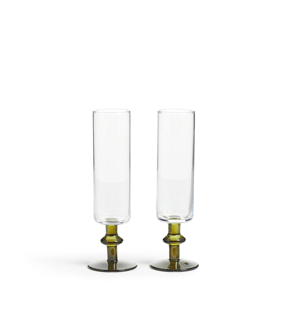 Evander Champagne Flutes Pair - Spruce