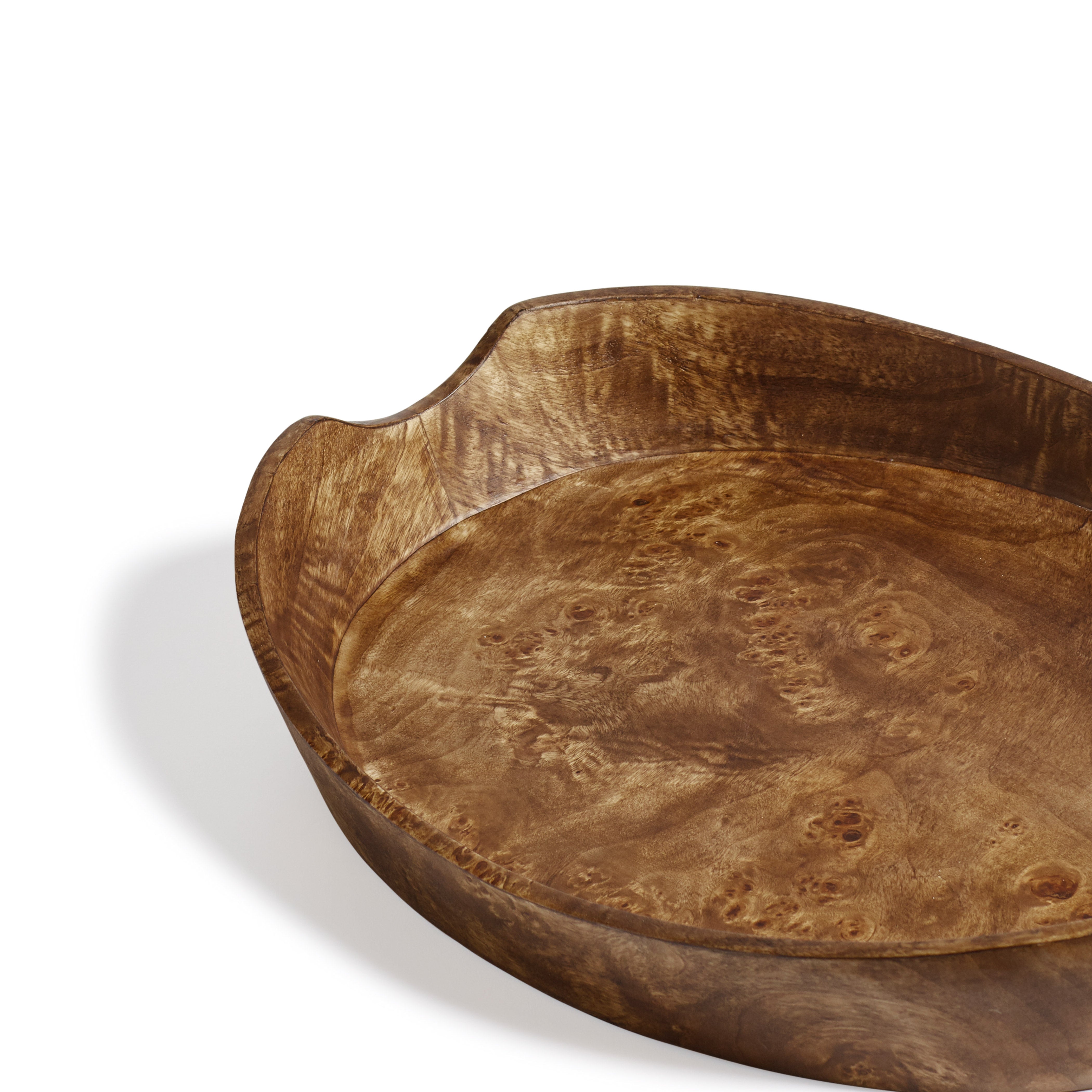 Evelyn Oval Burl Tray - Warm Burl Wood | OKA