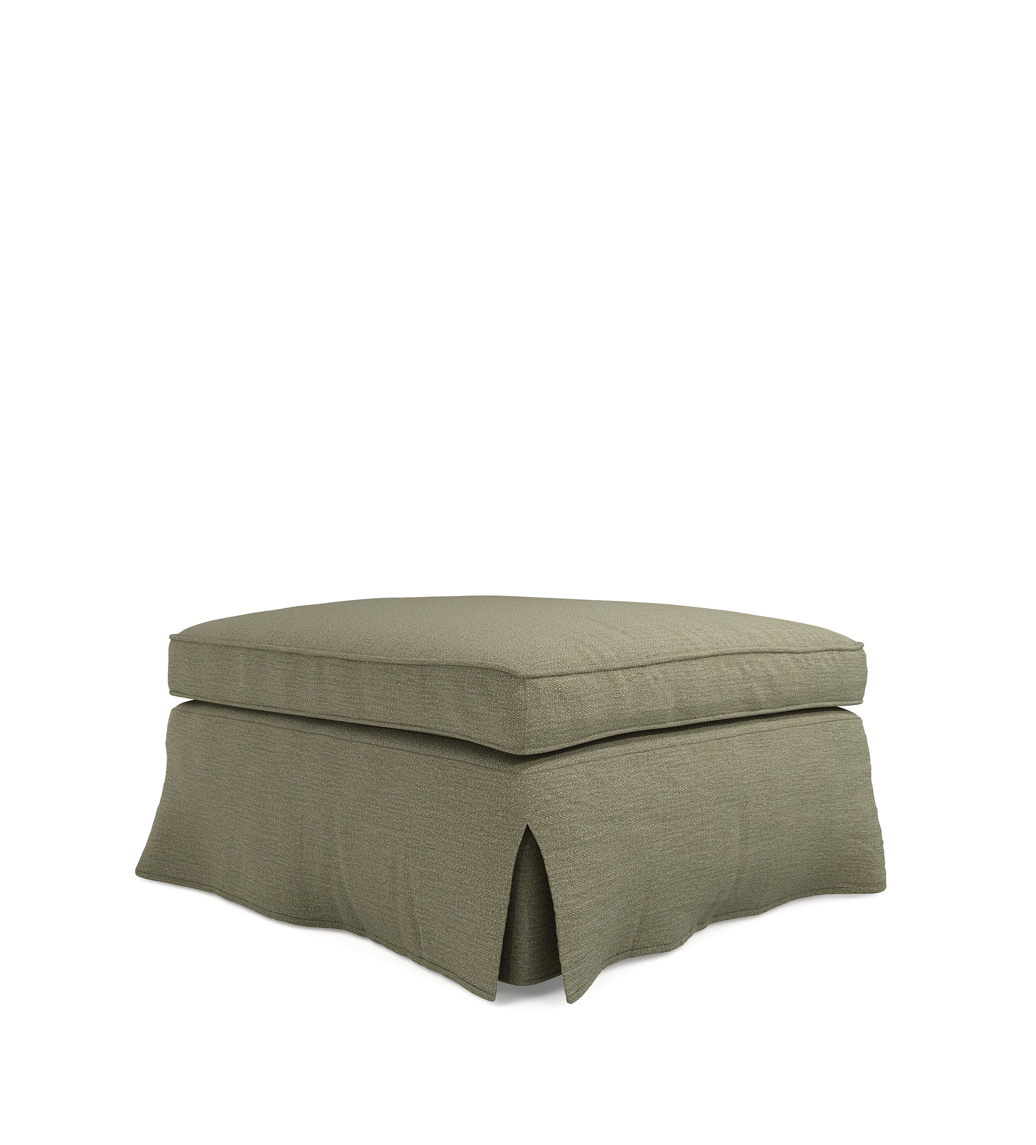COVER ONLY - Fanshawe Clever Linen Loose Cover for Square Footstool - Dune Green