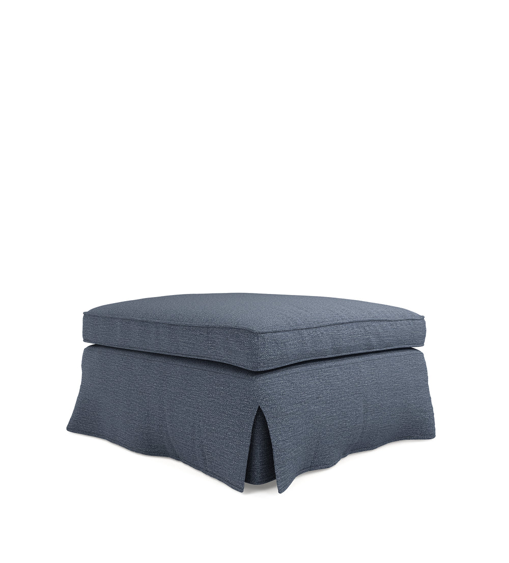 COVER ONLY - Fanshawe Clever Linen Loose Cover for Square Footstool - Petrol