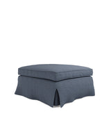 COVER ONLY - Fanshawe Clever Linen Loose Cover for Square Footstool - Petrol