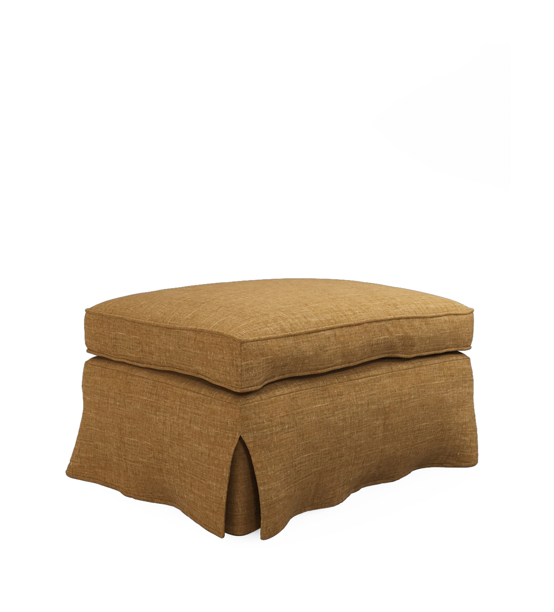 COVER ONLY - Fanshawe Laundered Linen Loose Cover for Rectangular Footstool - Ochre