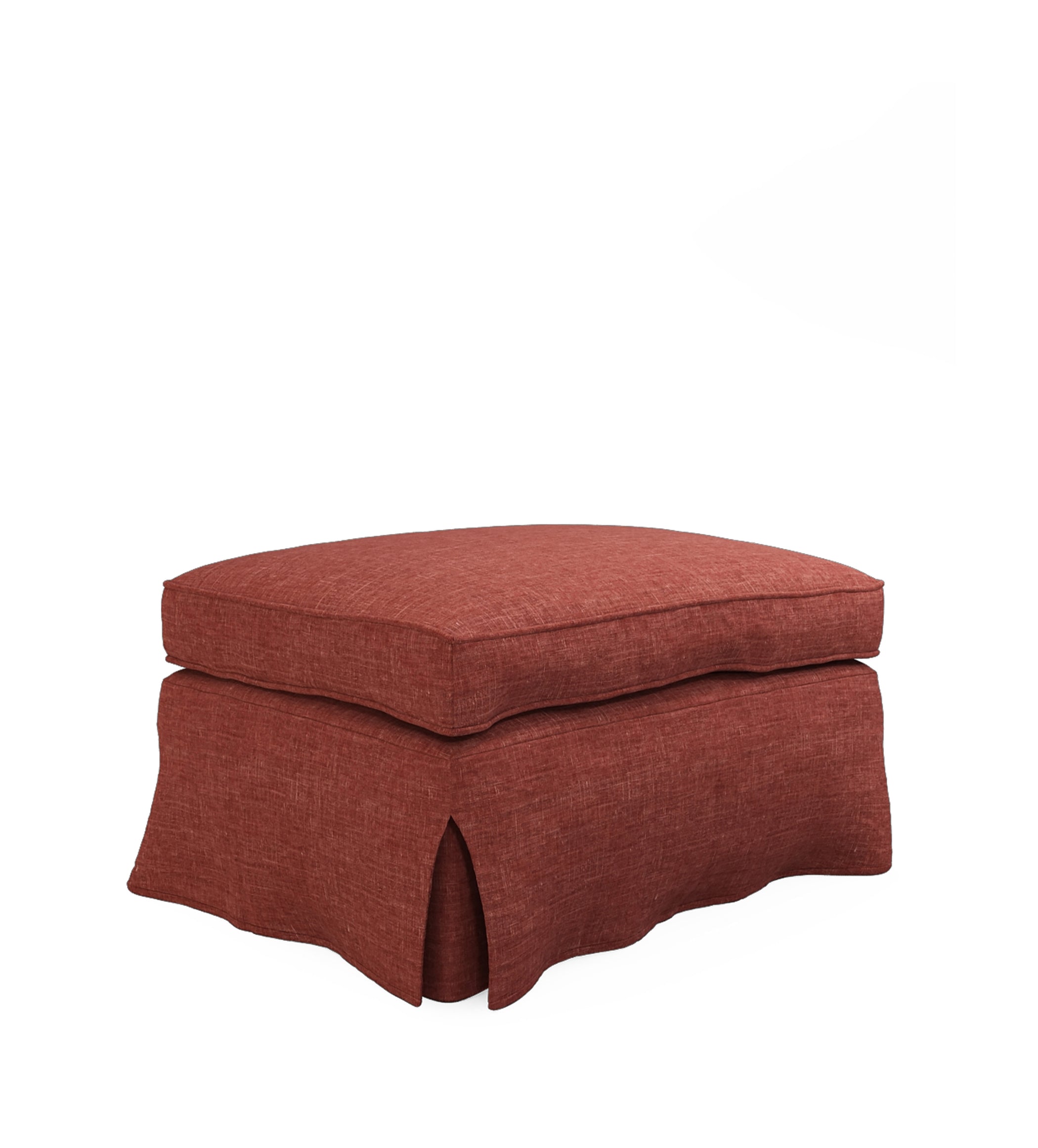 COVER ONLY - Fanshawe Laundered Linen Loose Cover for Rectangular Footstool - Terra