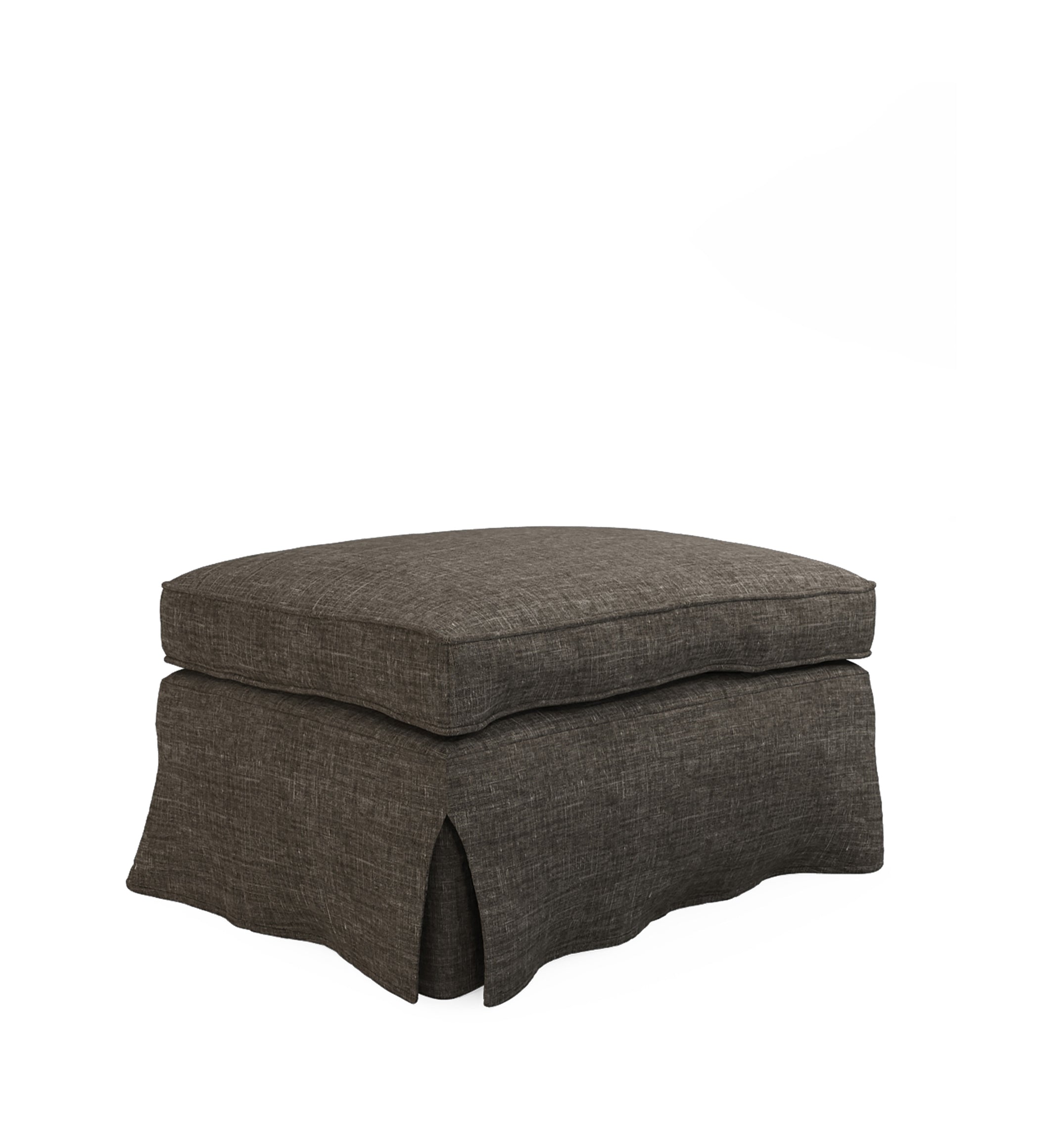 COVER ONLY - Fanshawe Laundered Linen Loose Cover for Rectangular Footstool - Warm Grey