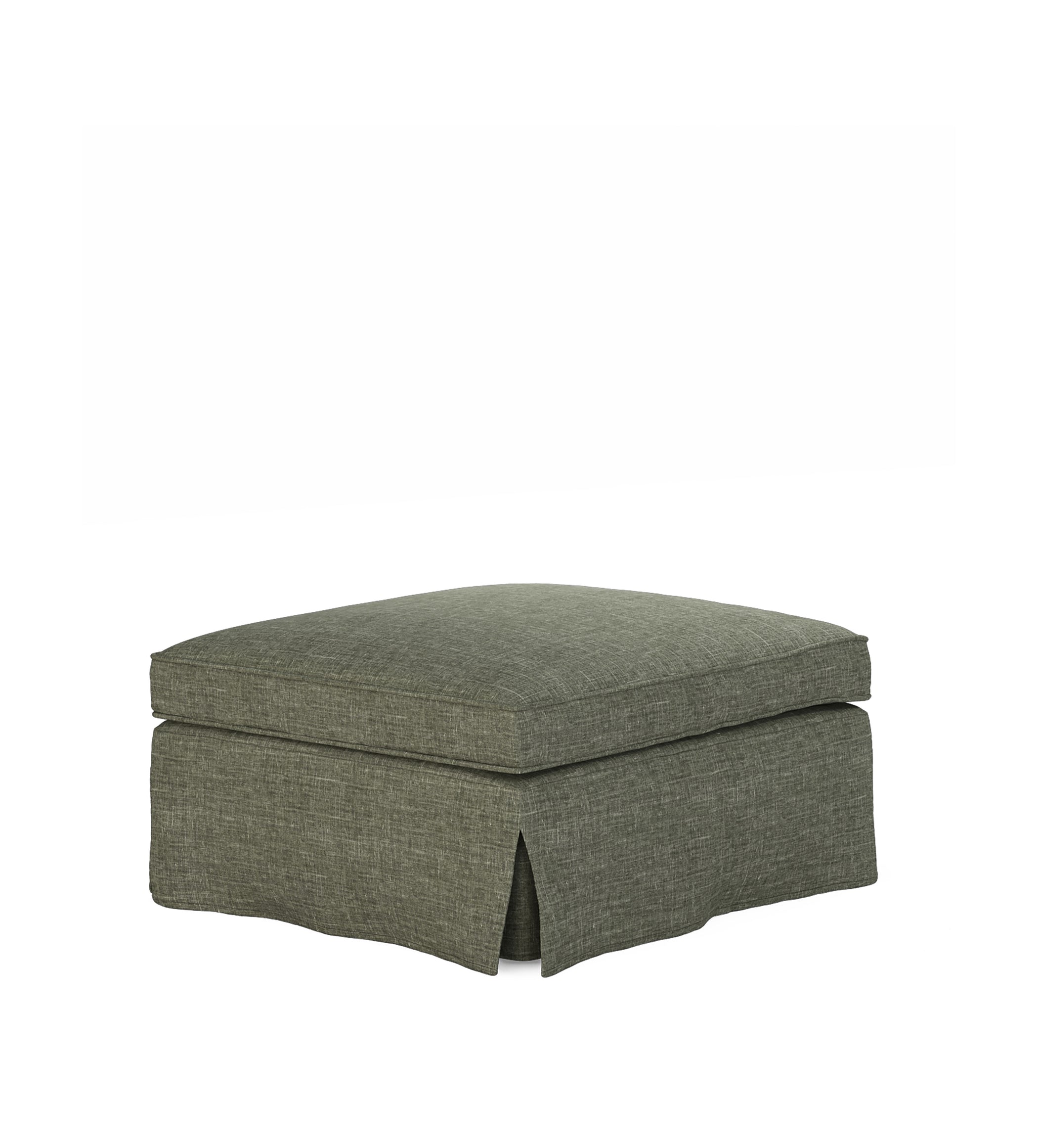 COVER ONLY - Fanshawe Laundered Linen Loose Cover for Square Footstool - Dune Green