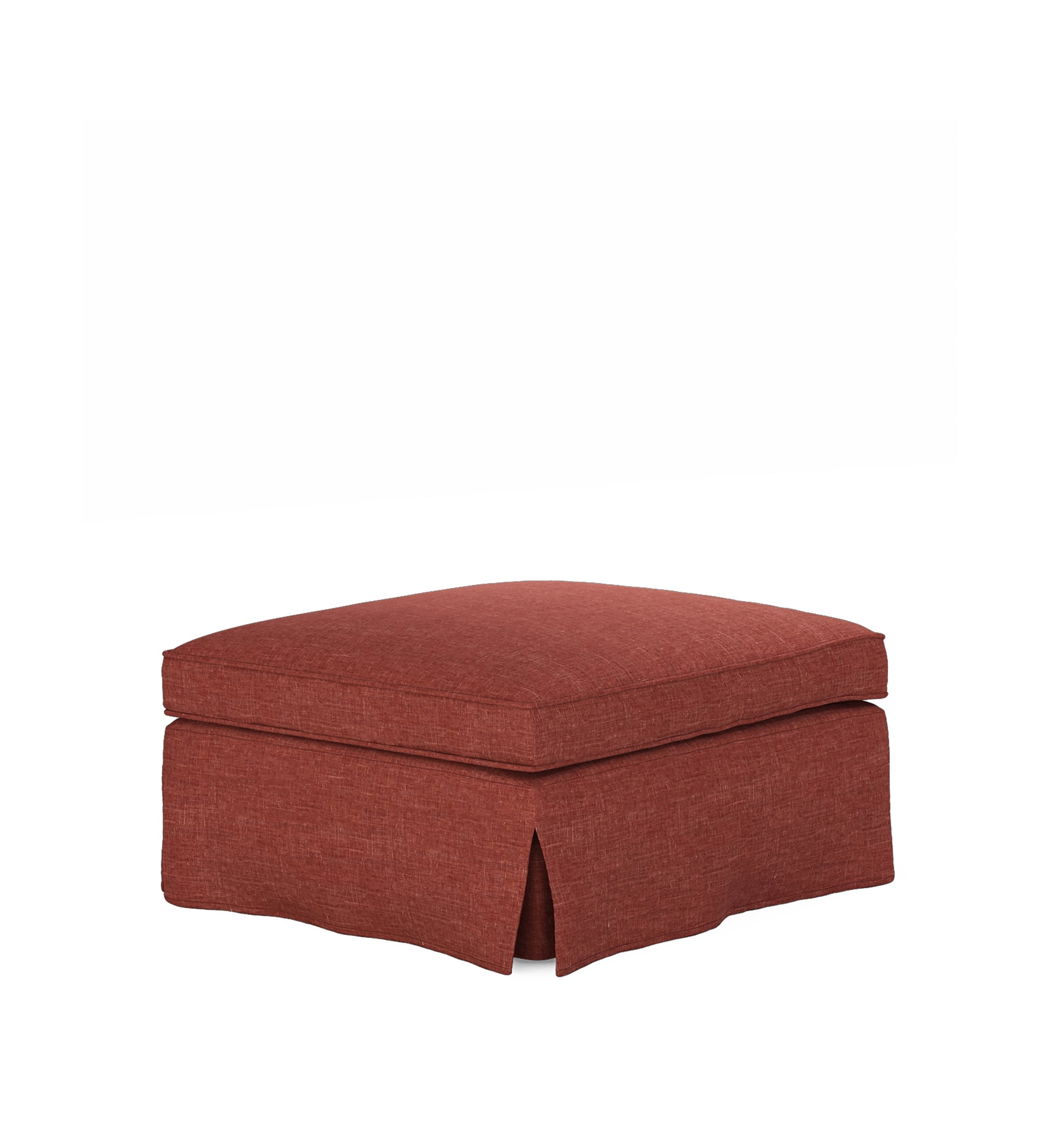 COVER ONLY - Fanshawe Laundered Linen Loose Cover for Square Footstool - Terra