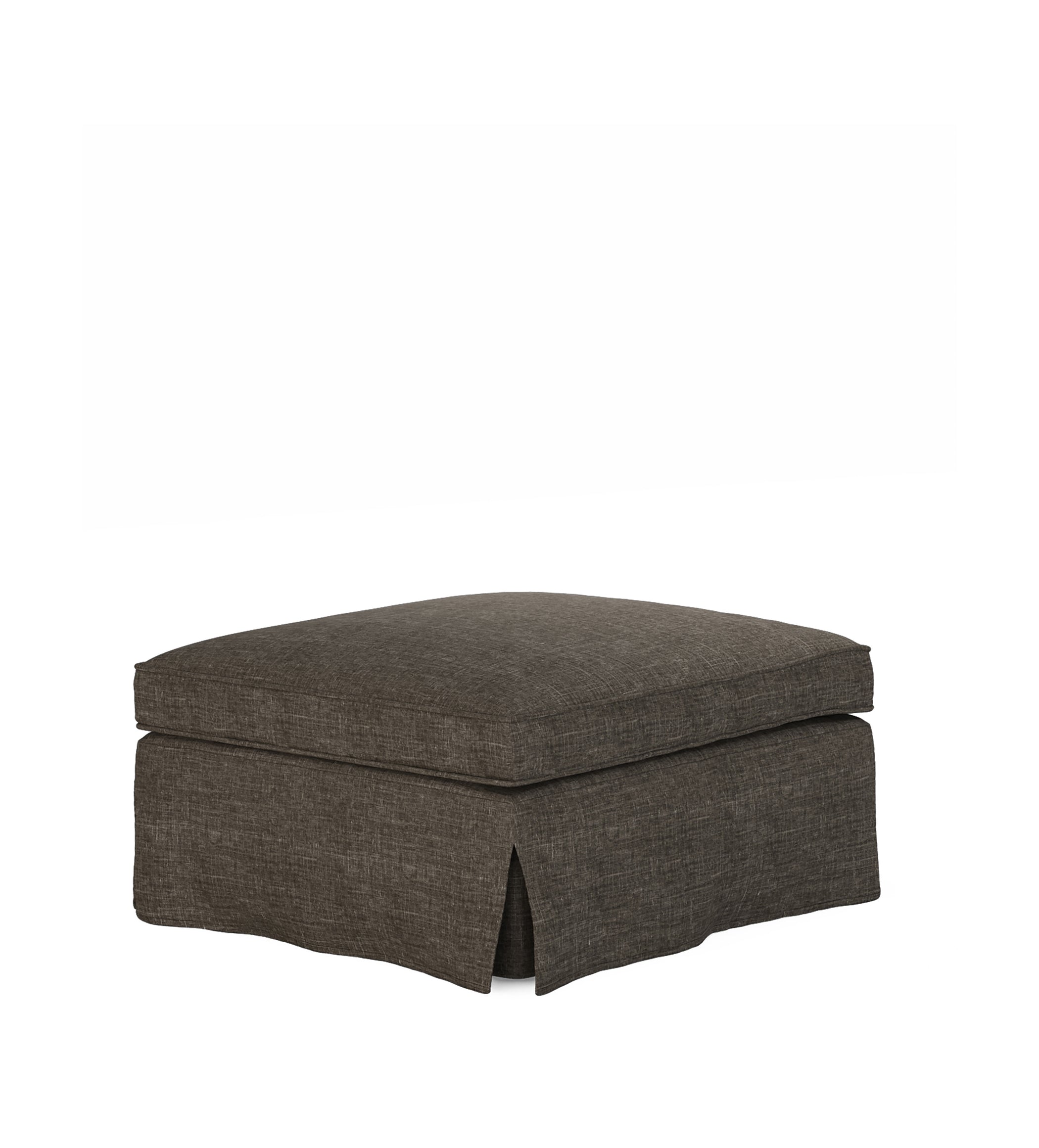 COVER ONLY - Fanshawe Laundered Linen Loose Cover for Square Footstool - Warm Grey
