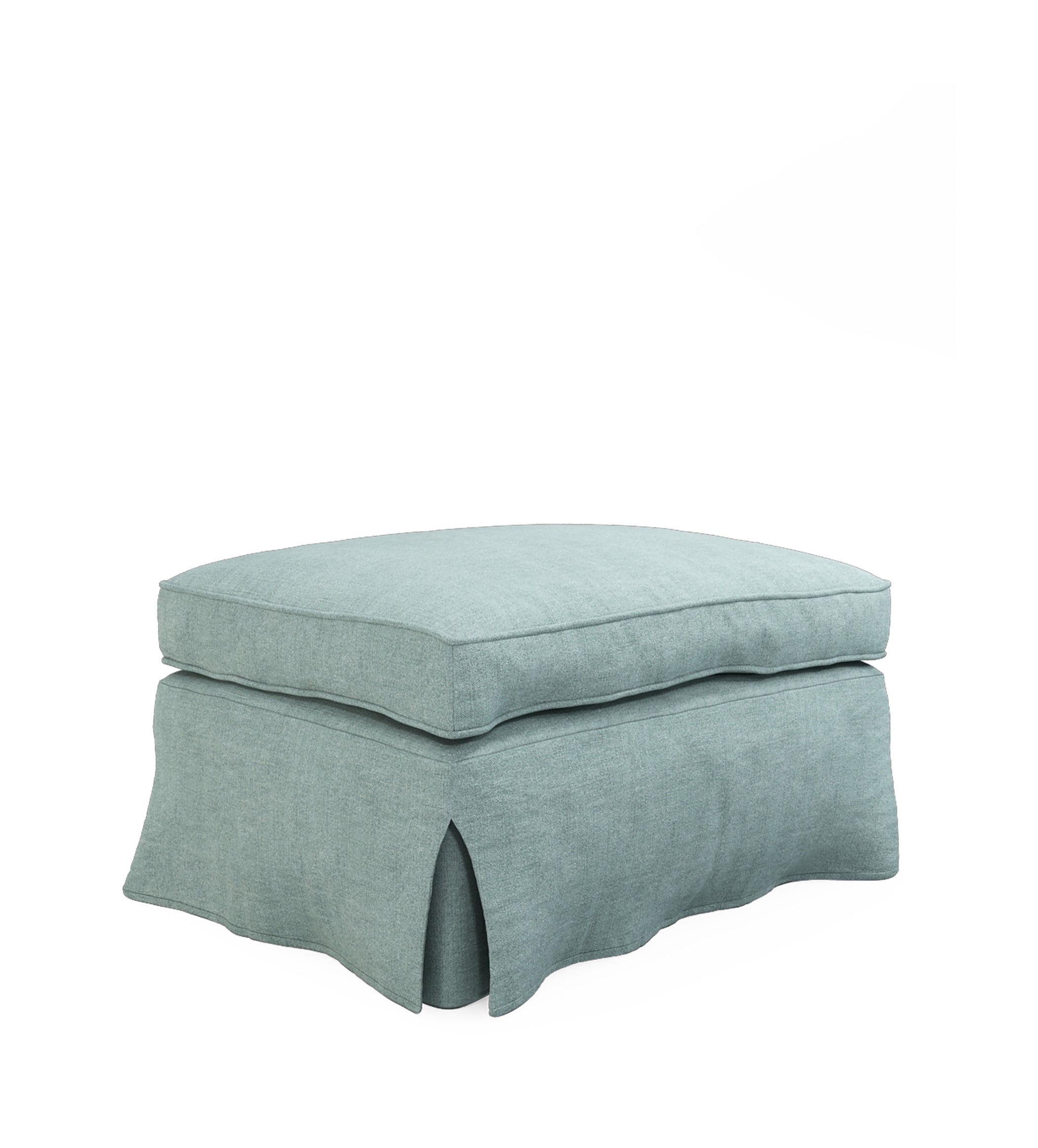 COVER ONLY - Fanshawe Stonewash Linen Loose Cover for Rectangular Footstool - Aqua