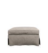 COVER ONLY - Fanshawe Stonewash Linen Loose Cover for Rectangular Footstool - Dyed Flax