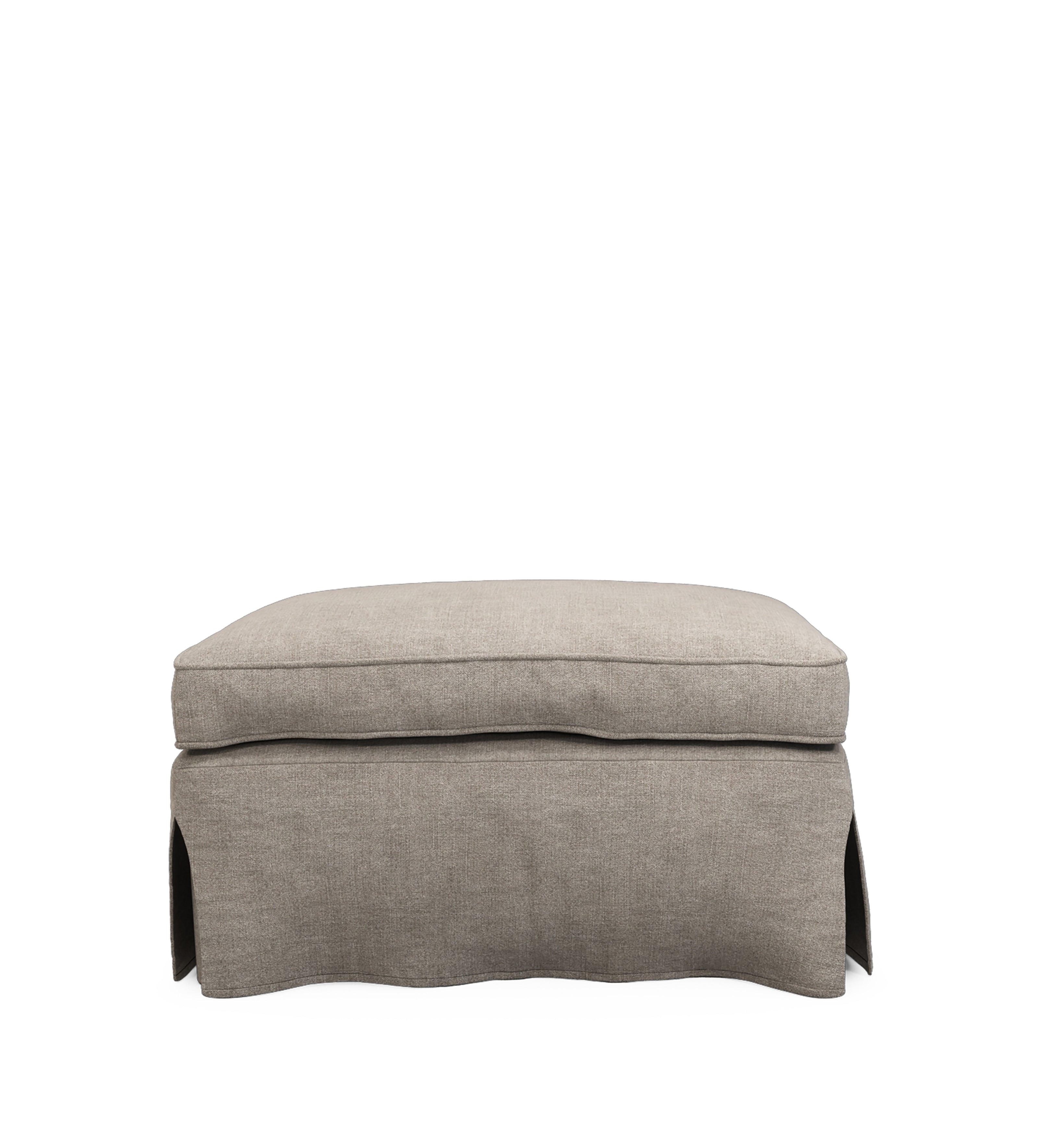COVER ONLY - Fanshawe Stonewash Linen Loose Cover for Rectangular Footstool - Dyed Flax