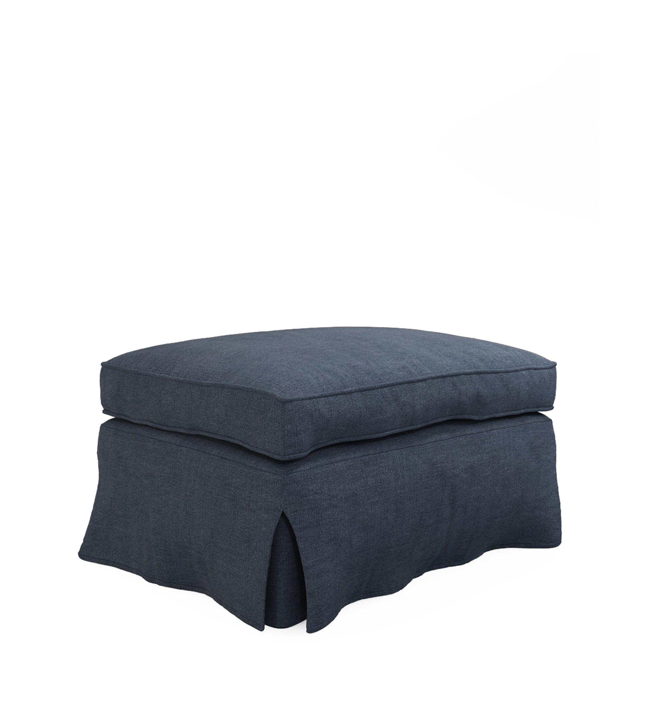 COVER ONLY - Fanshawe Stonewash Linen Loose Cover for Rectangular Footstool - Petrol