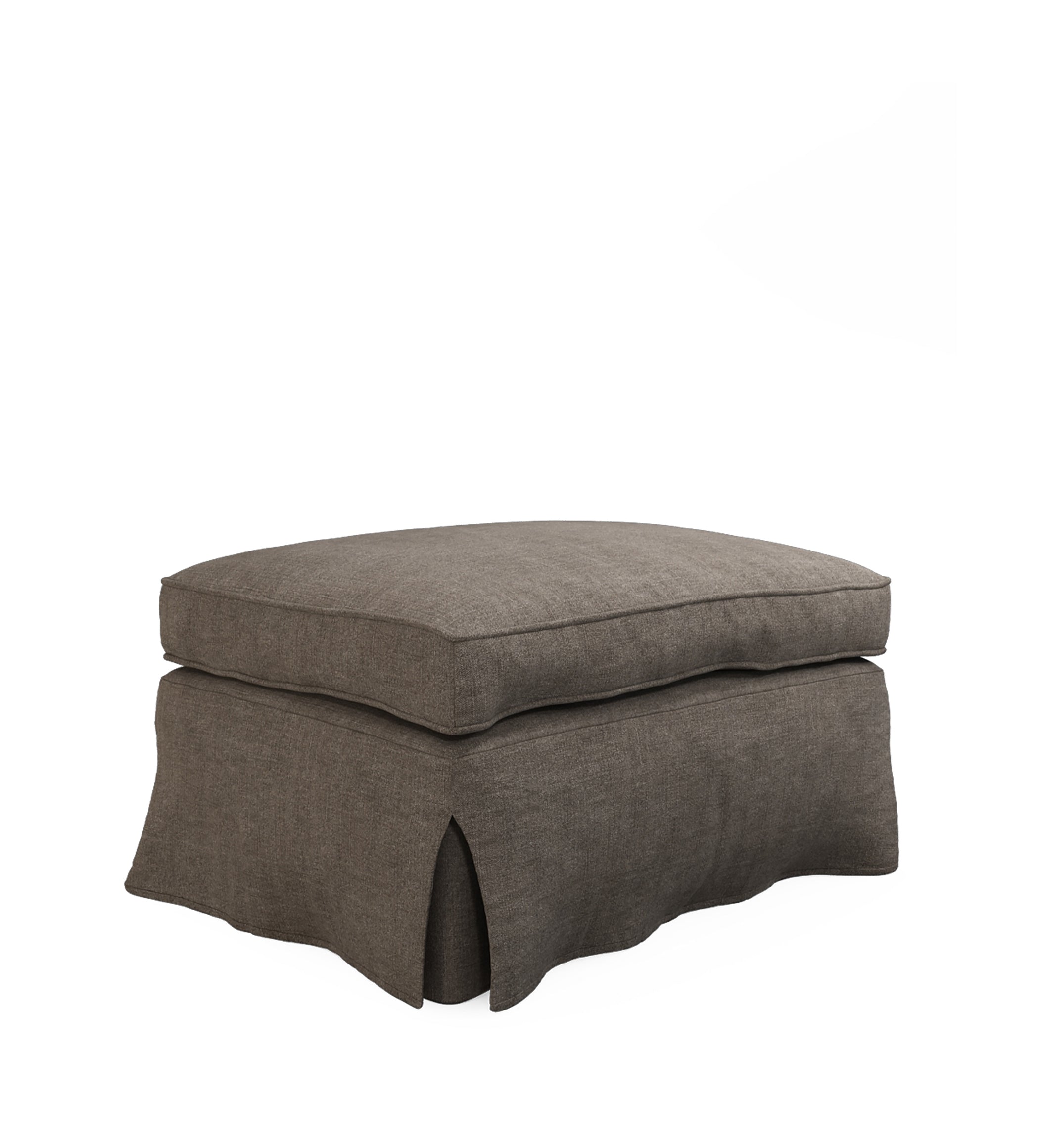 COVER ONLY - Fanshawe Stonewash Linen Loose Cover for Rectangular Footstool - Walnut