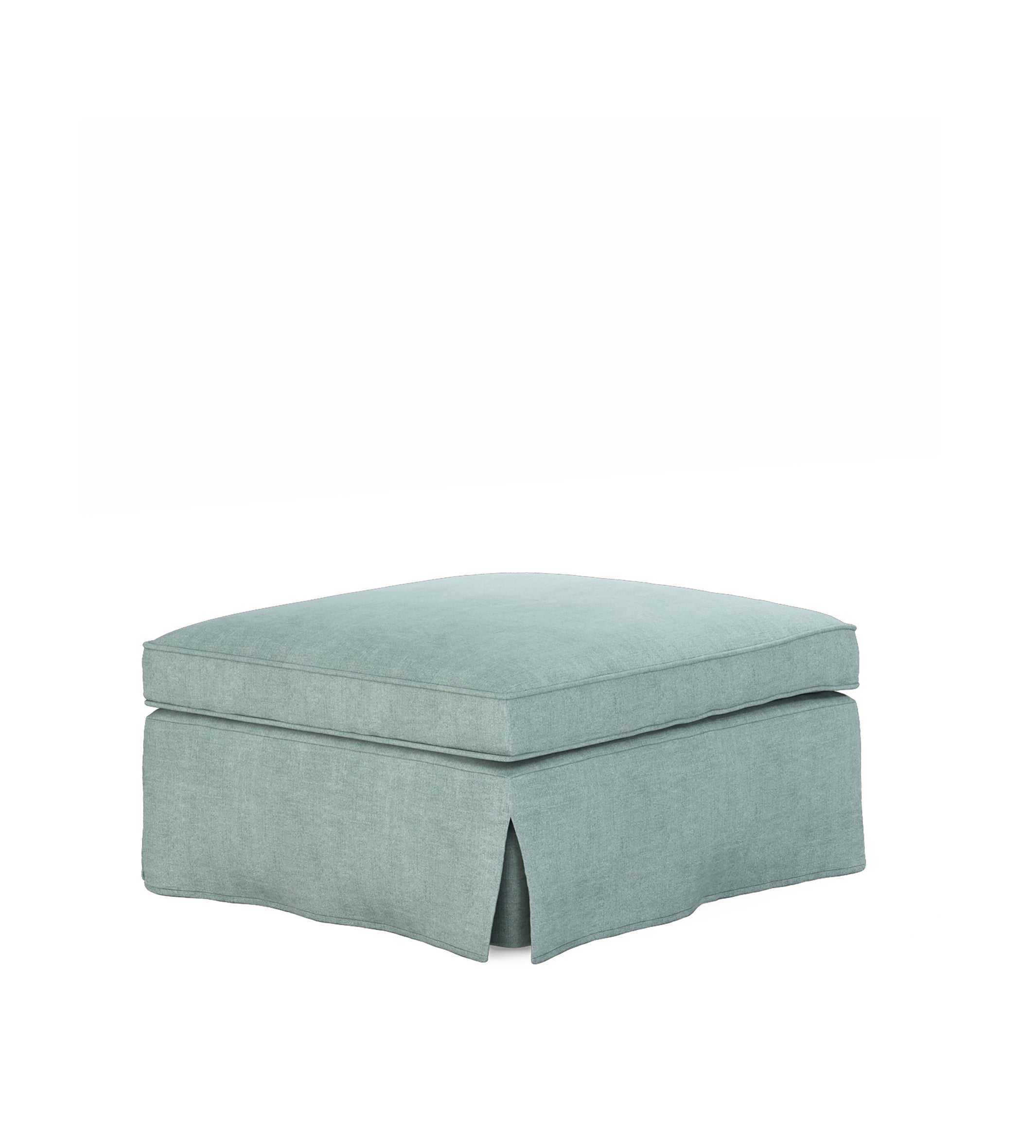 COVER ONLY - Fanshawe Stonewash Linen Loose Cover for Square Footstool - Aqua