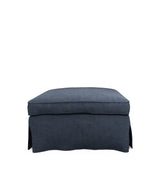 COVER ONLY - Fanshawe Stonewash Linen Loose Cover for Square Footstool - Petrol