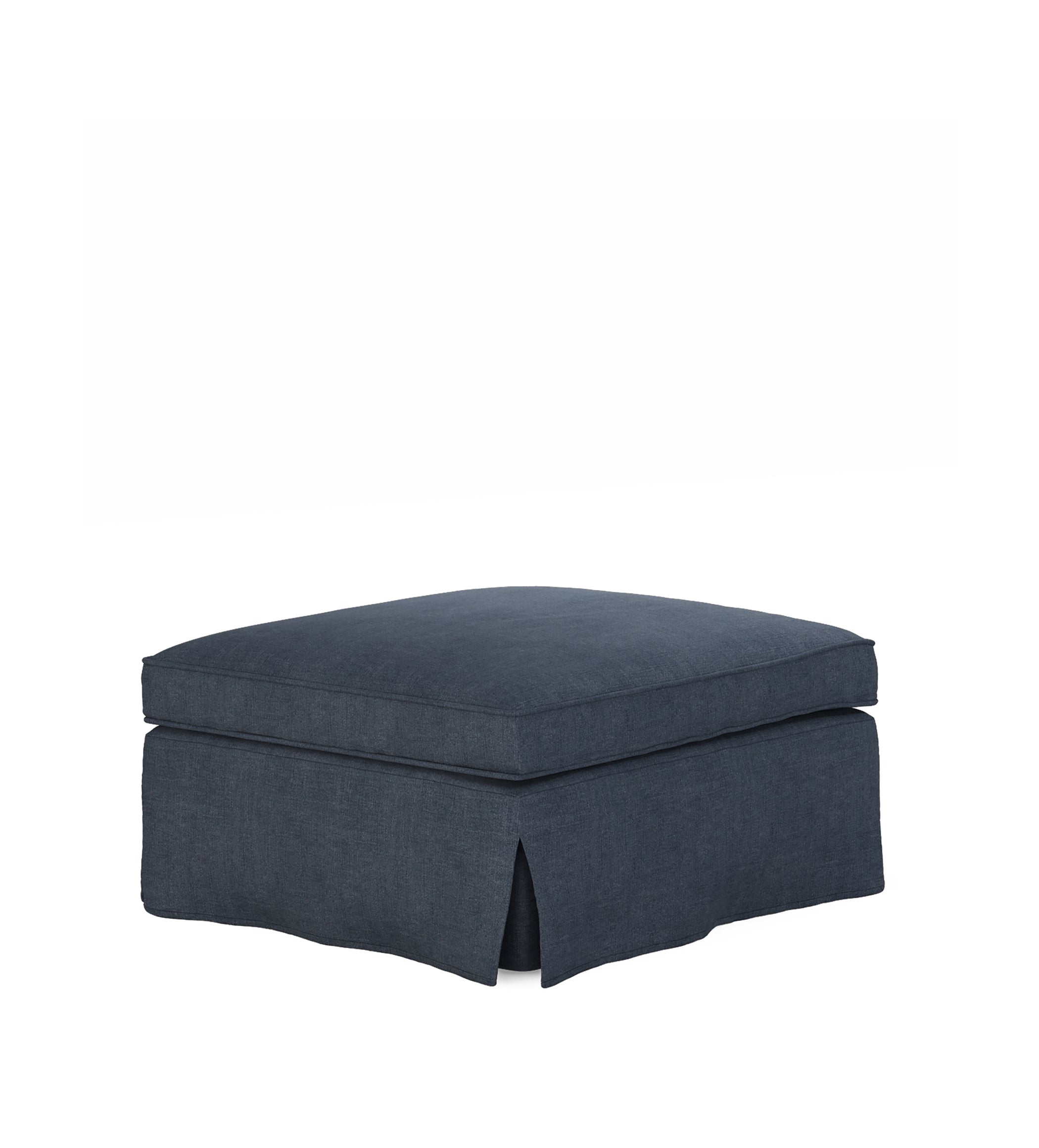 COVER ONLY - Fanshawe Stonewash Linen Loose Cover for Square Footstool - Petrol