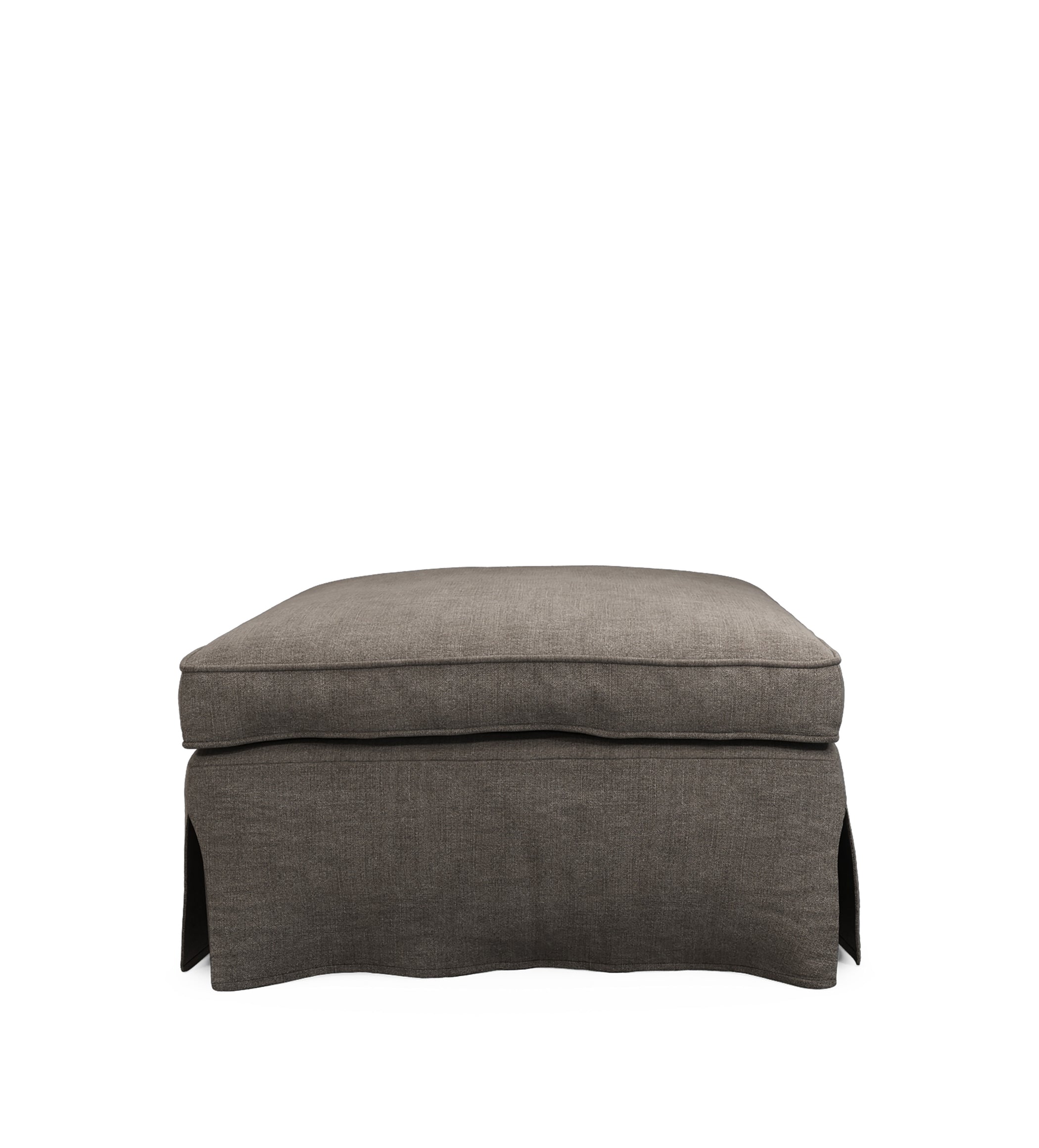 COVER ONLY - Fanshawe Stonewash Linen Loose Cover for Square Footstool - Walnut