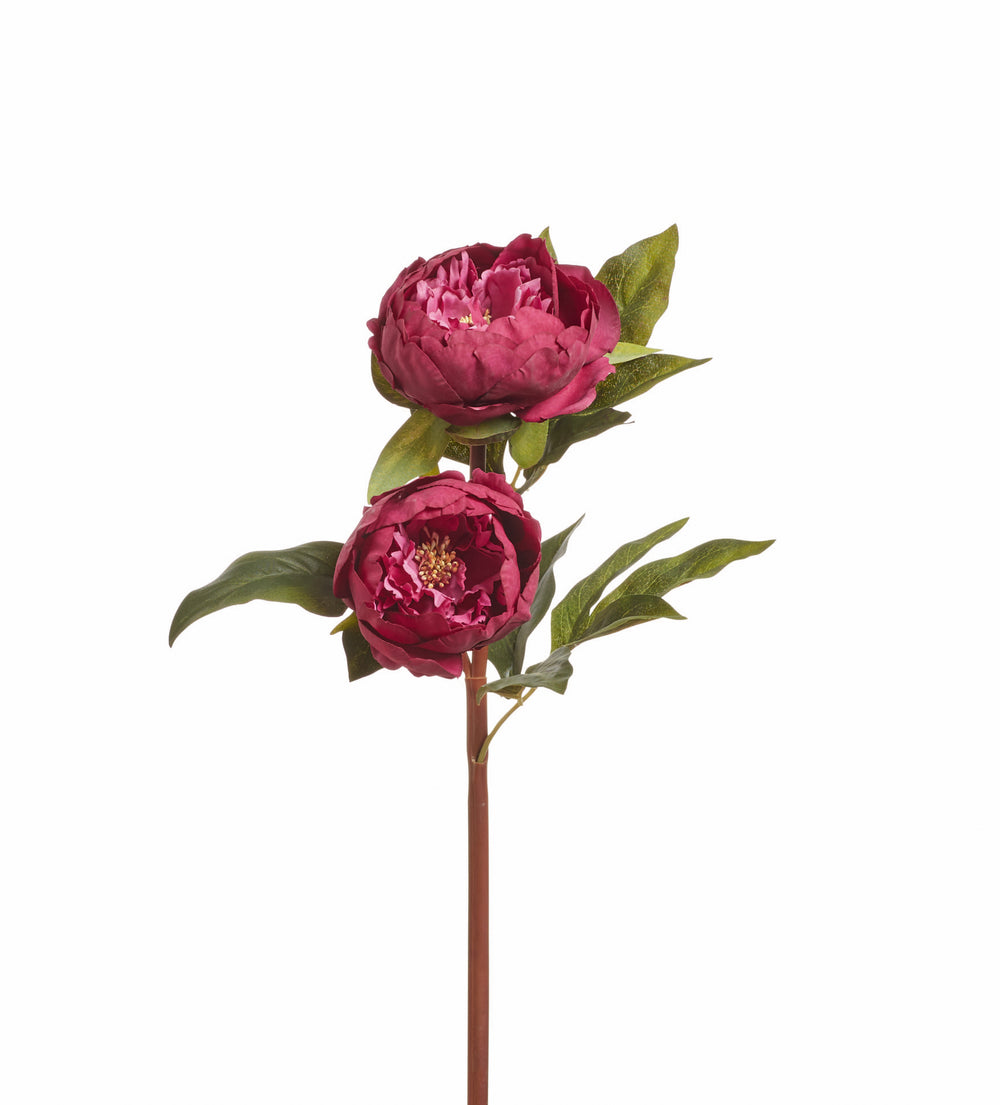 Faux Double Peony Stem - Crimson