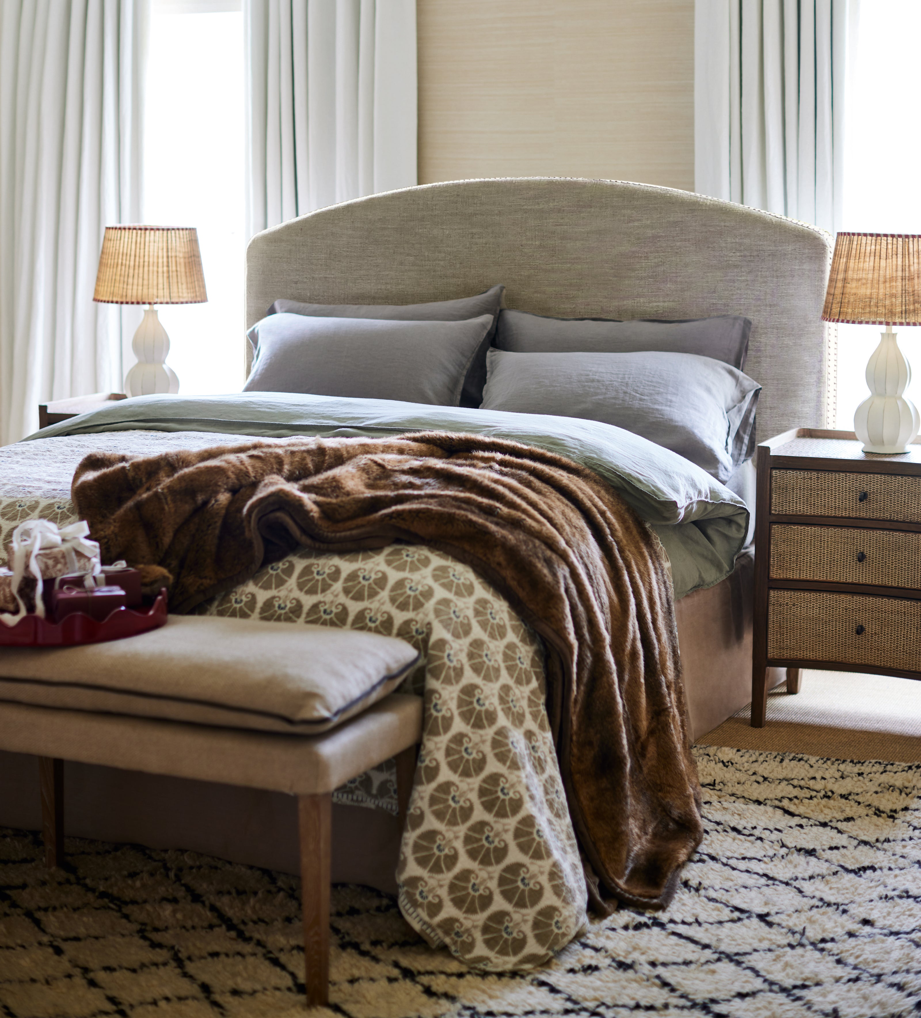 Faux Fur Throw - Grizzly Bear
