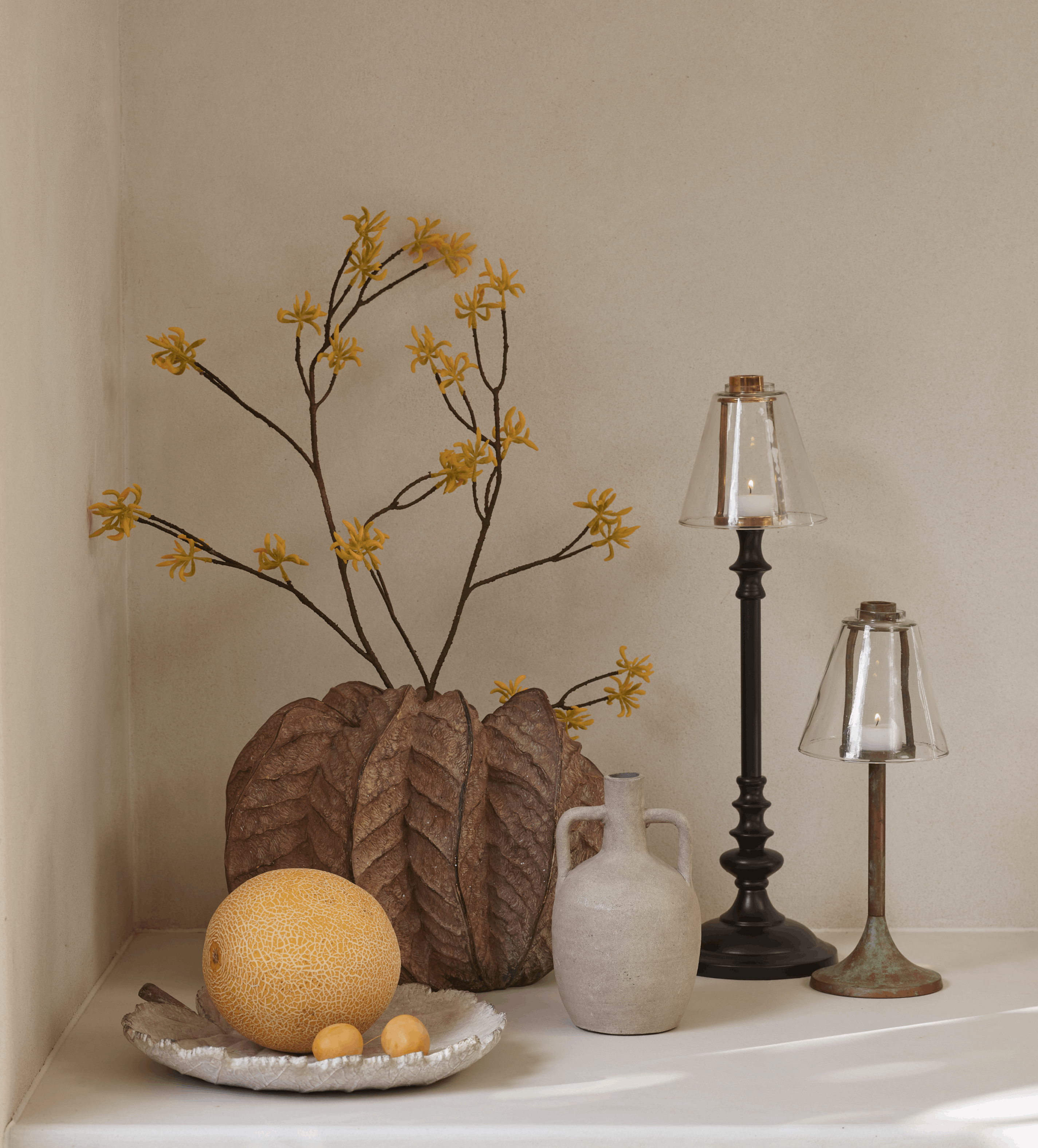 Faux Maple Bud Branch - Yellow