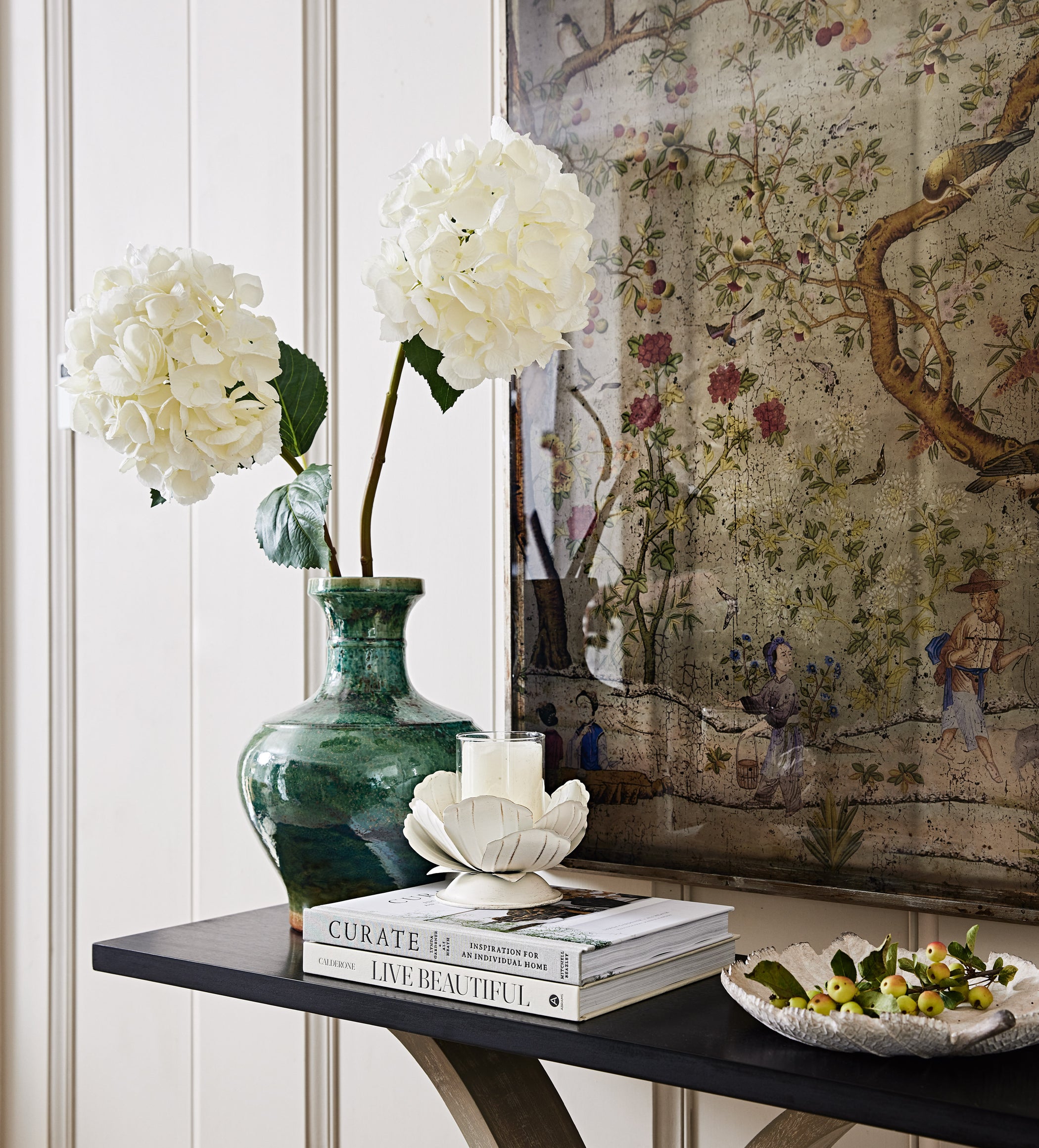 Faux Mophead Hydrangea Stem - Off-White