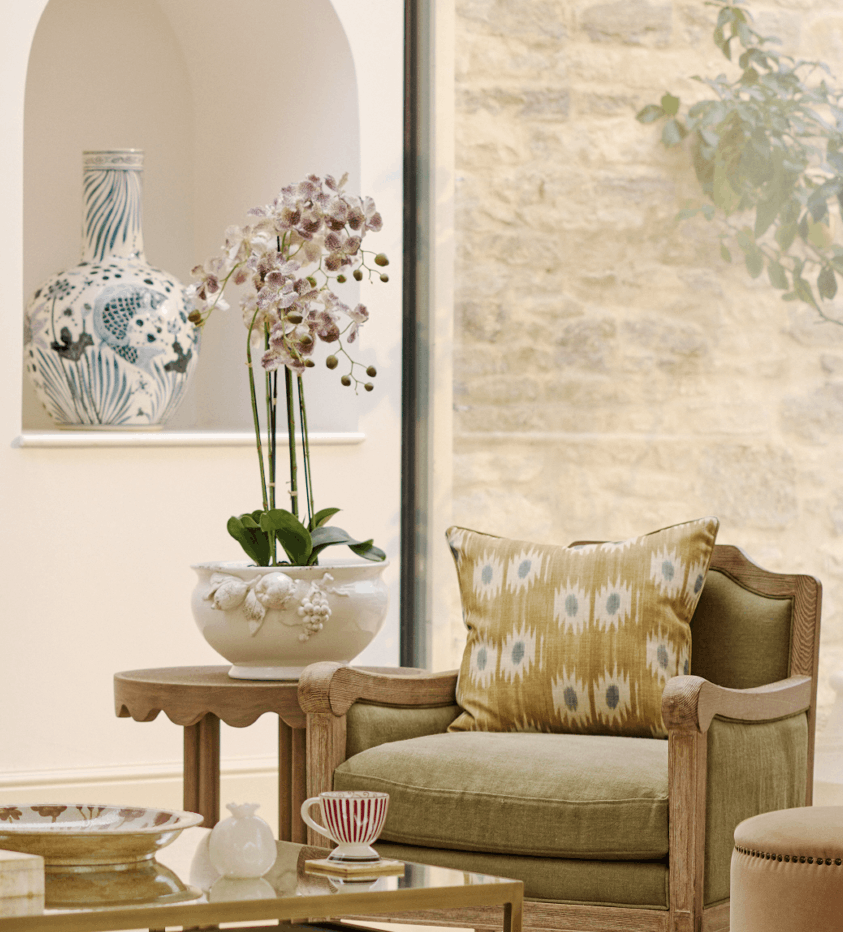 Faux Planted Phalaenopsis Gigantea Orchid - Large - Purple