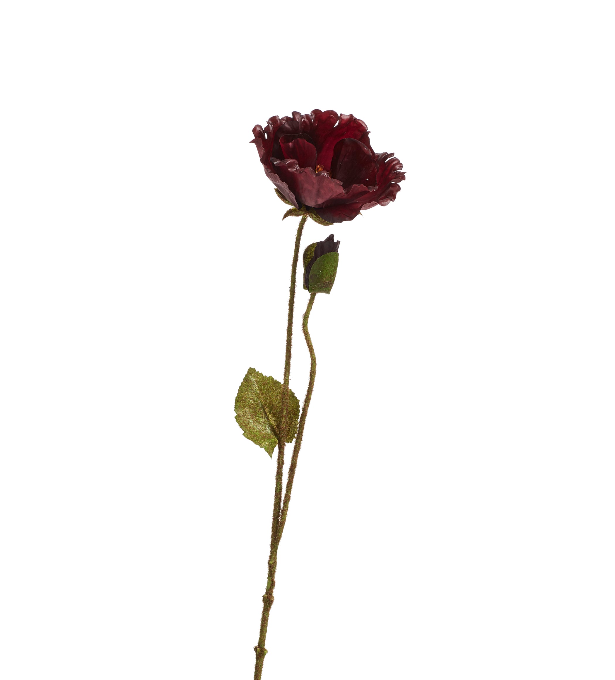 Faux Poppy Stem - Burgundy