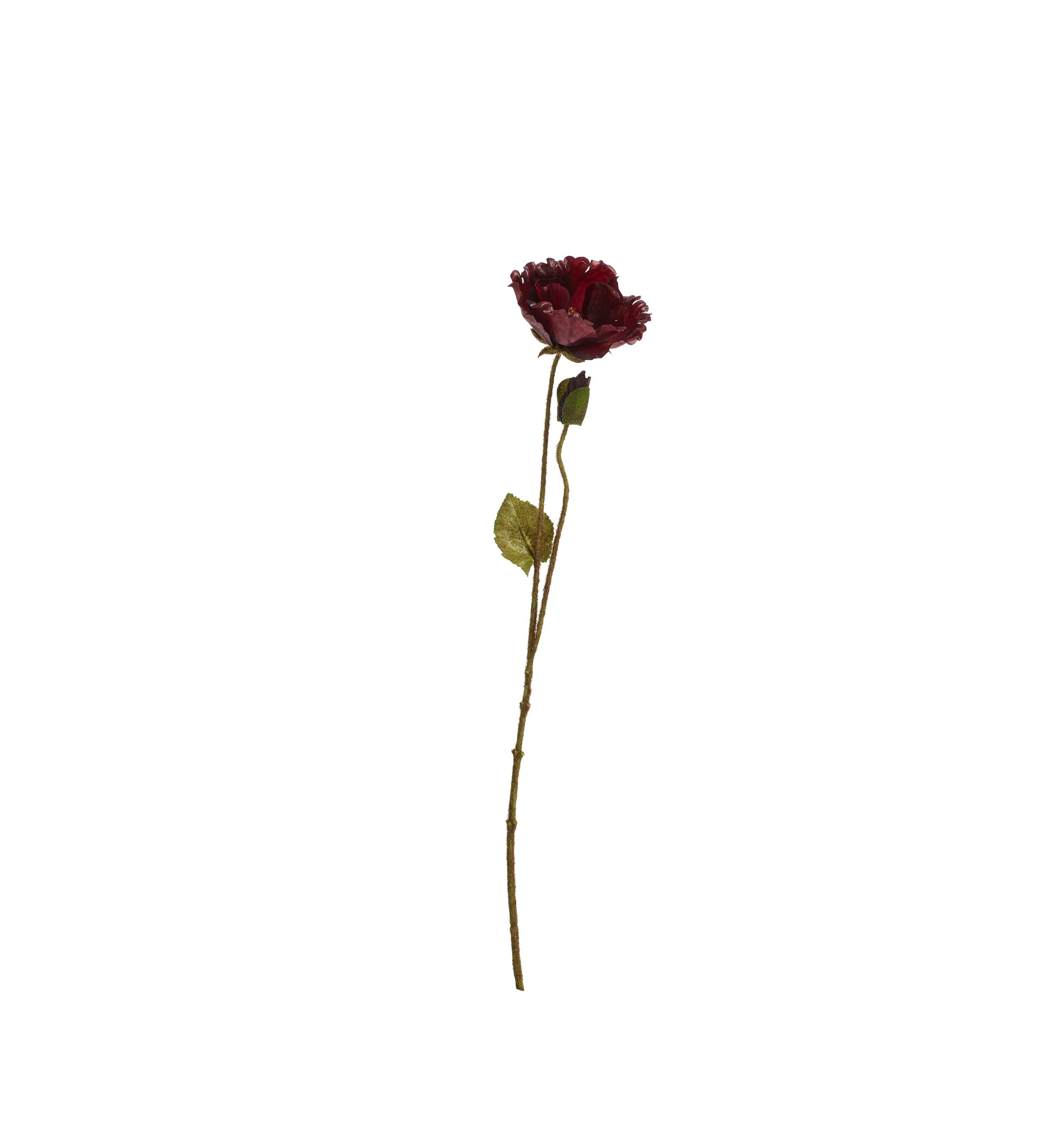 Faux Poppy Stem - Burgundy