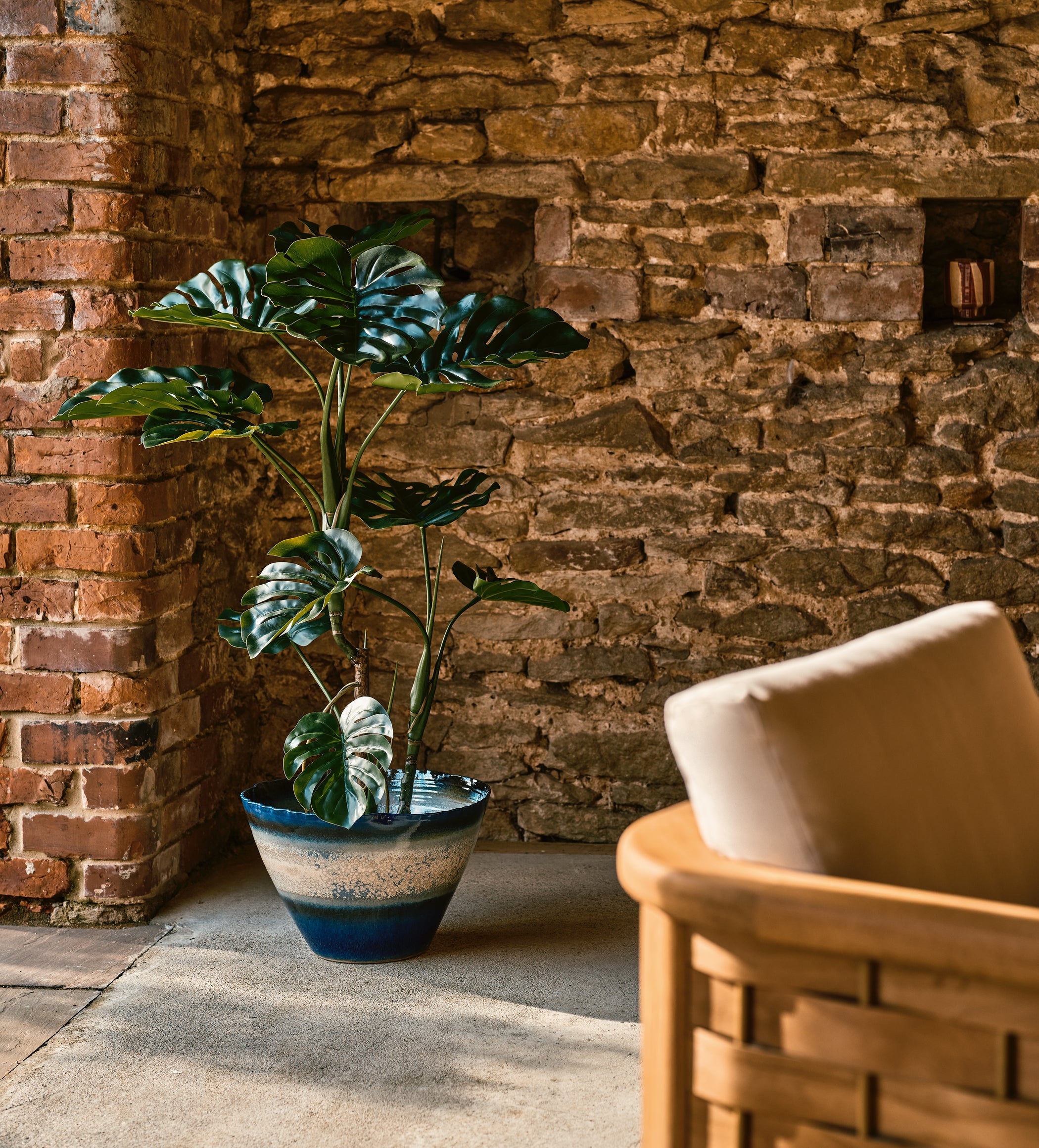 Faux Potted Monstera - Green