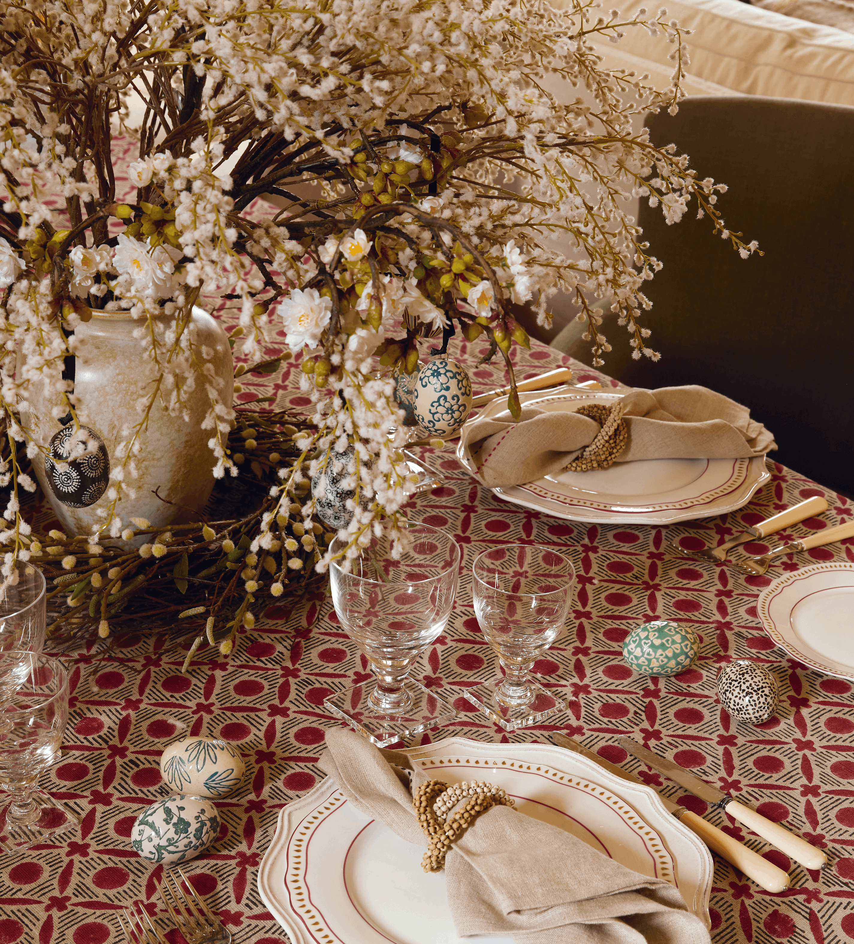 Faux Pussy Willow Branch - Off-White