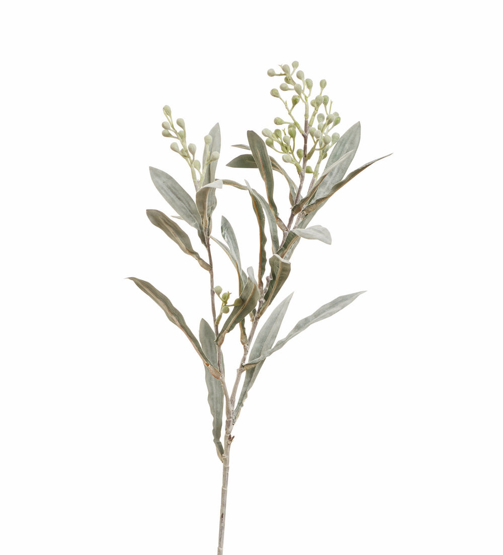 Faux Seeded Eucalptus Stem - Pale Green