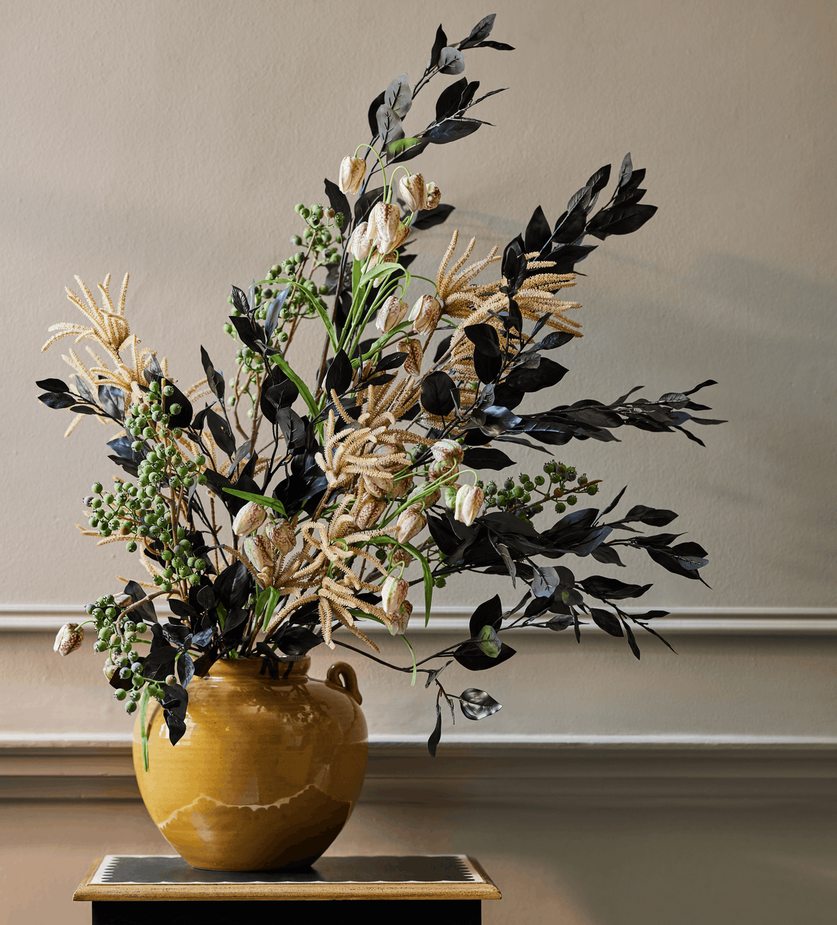 Faux Single Eucalyptus Stem - Dark Brown/Burgundy