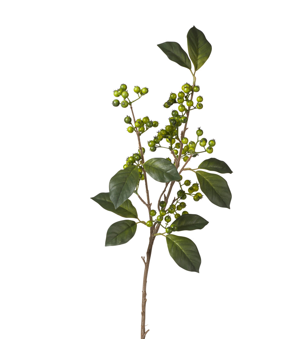 Faux Wild Berry Stem - Green