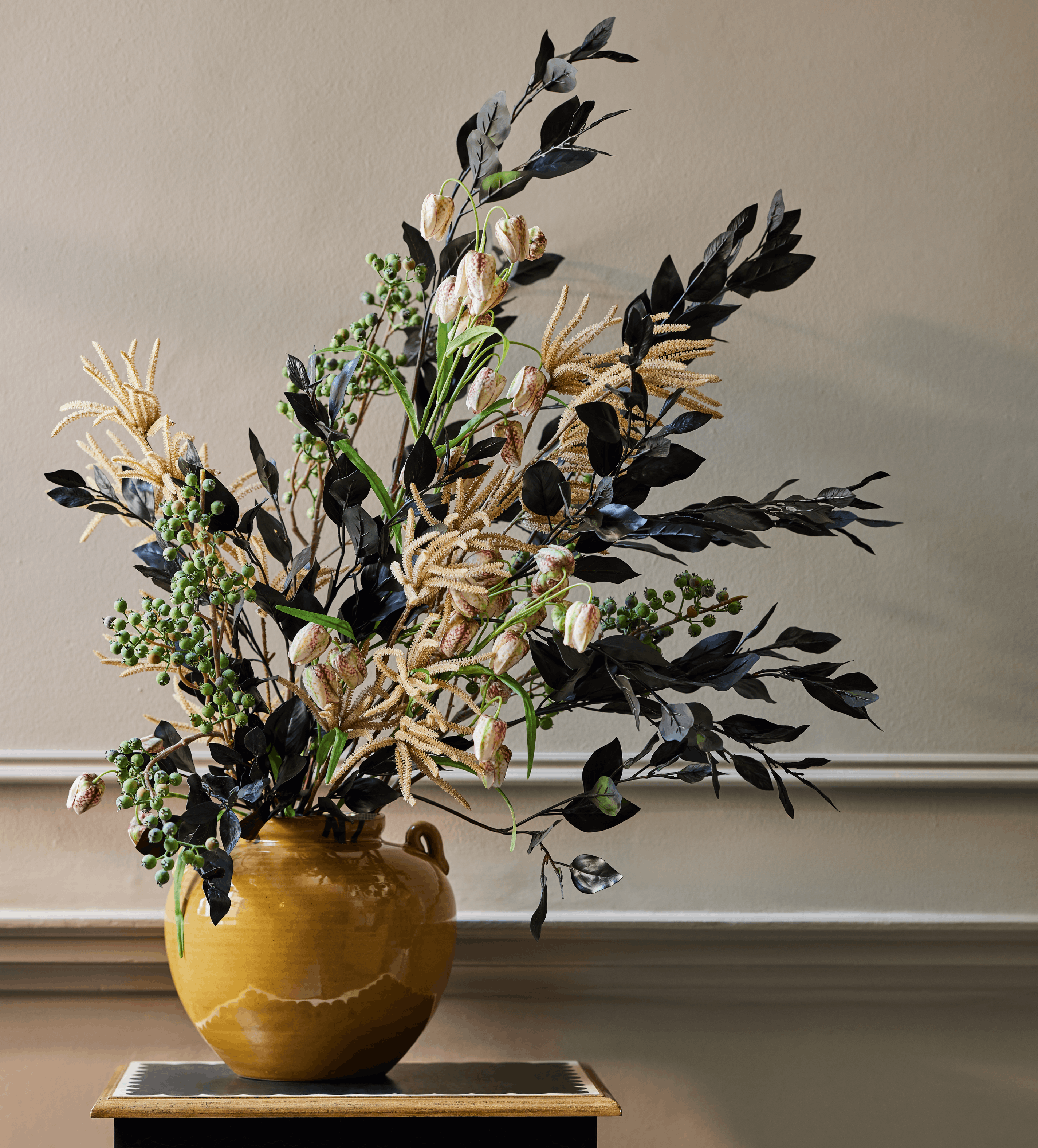 Faux Wild Berry Stem - Green