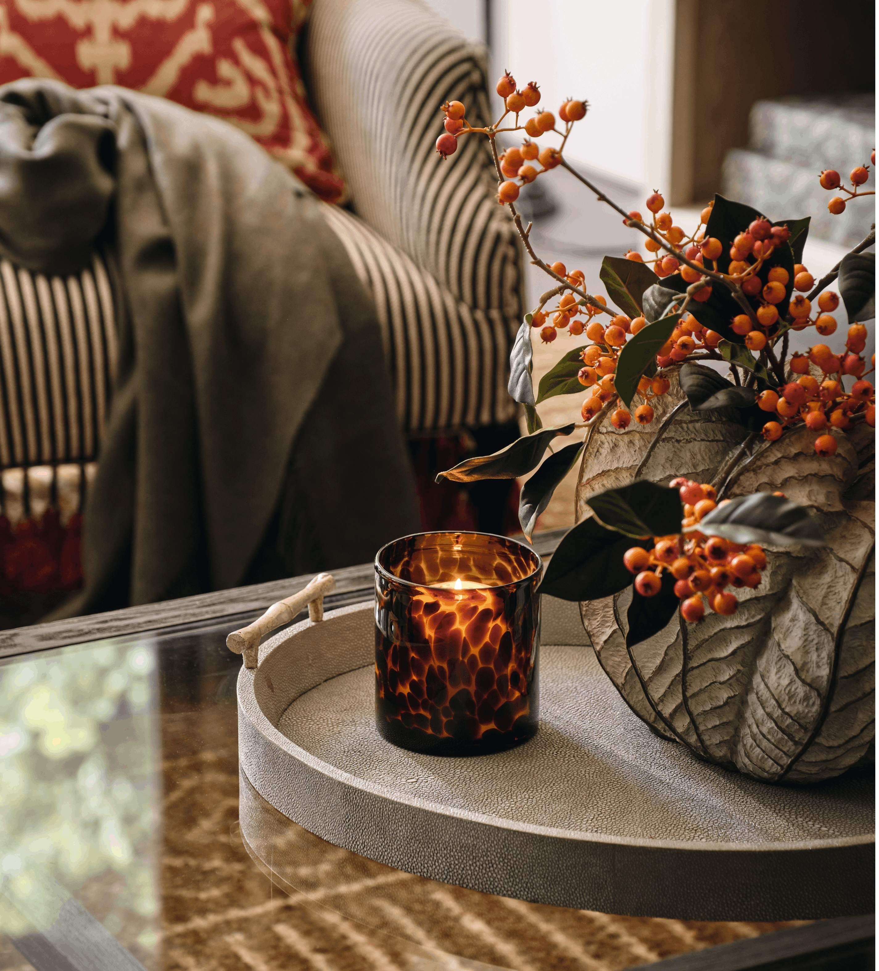 Faux Wild Rowanberry Stem - Orange