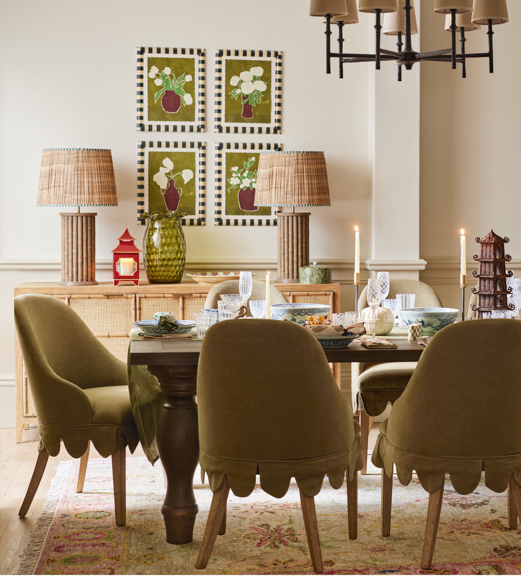 Florence Linen Dining Chair - Dark Lichen