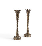 Floris Candle Holder Pair - Antique Brass