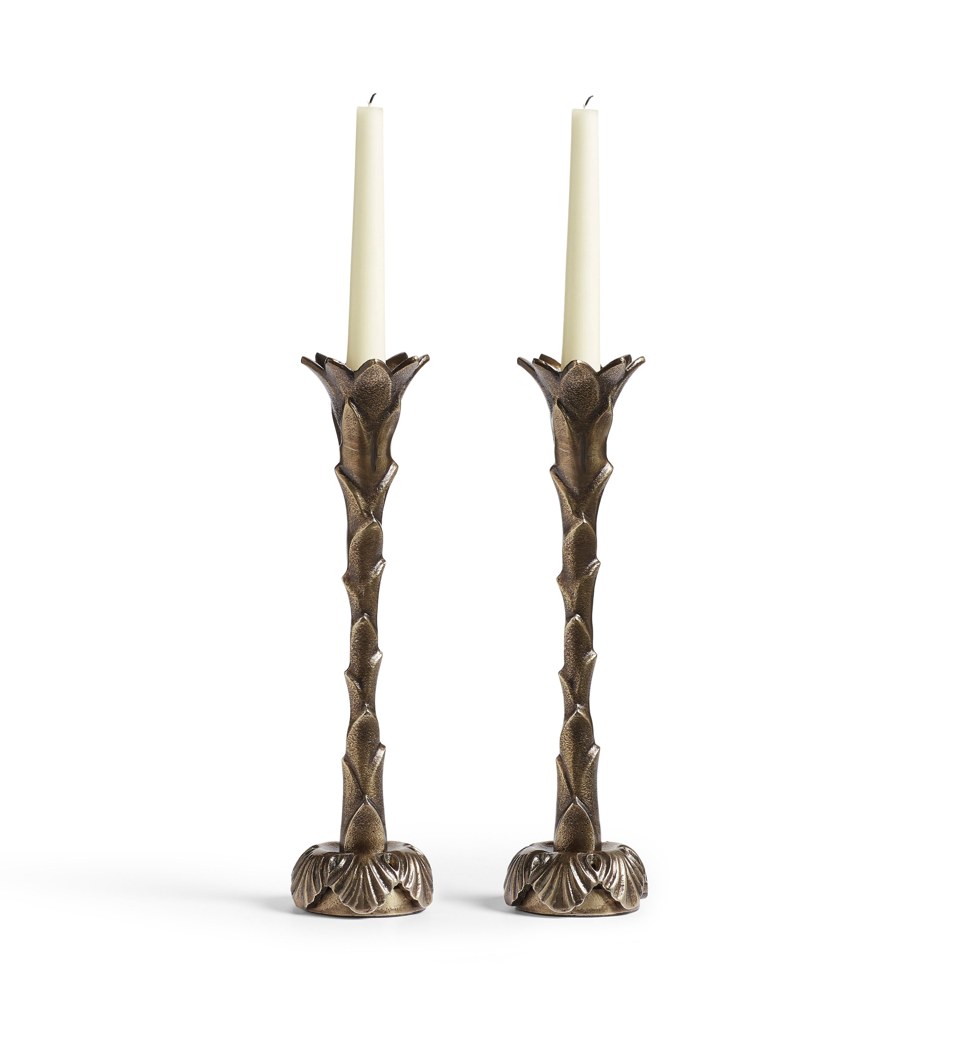 Floris Candle Holder Pair - Antique Brass