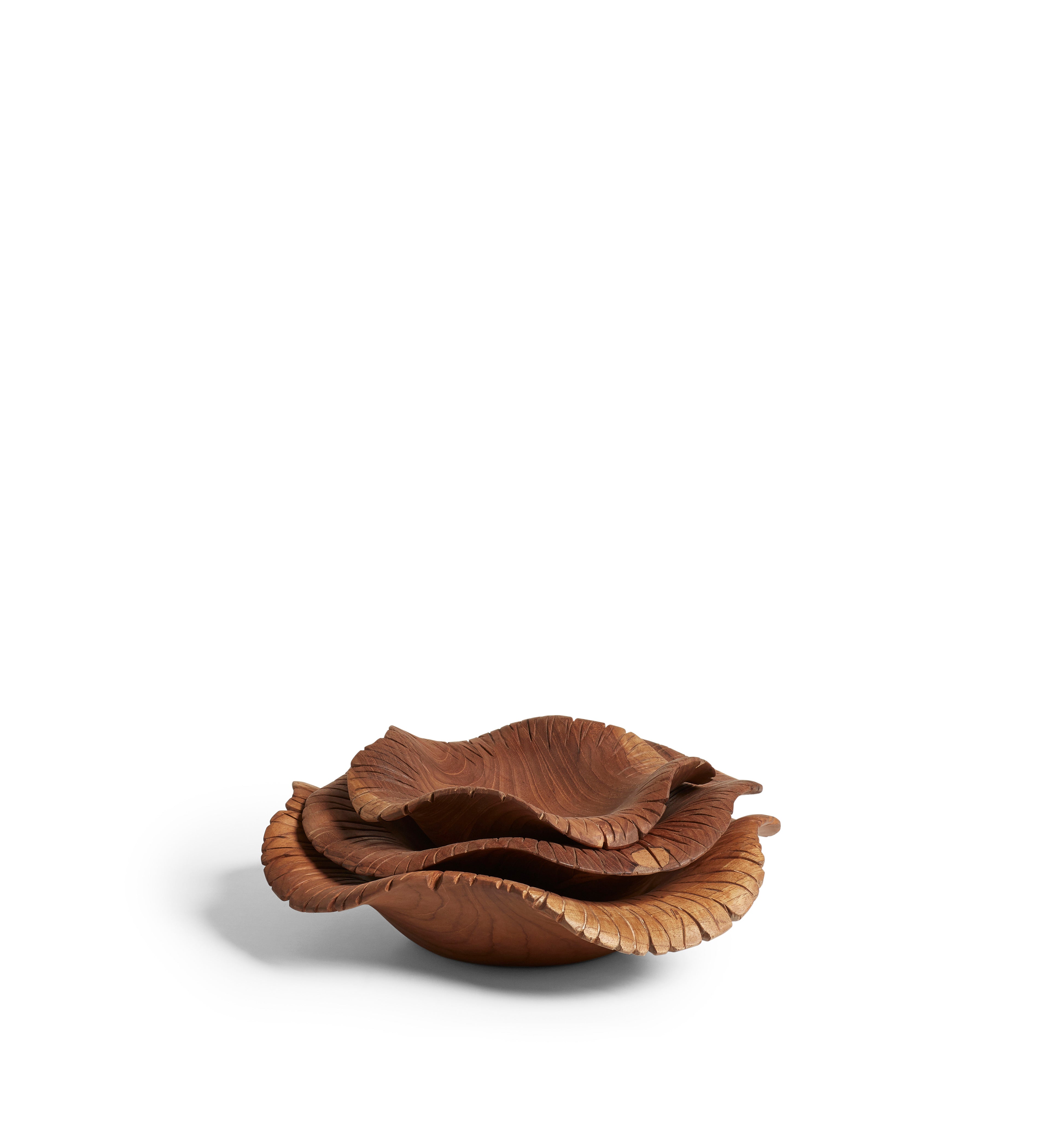 Plateau 3ED 美品 Ghonsala Wooden Serving Plates - Set of Three - Natural | OKA